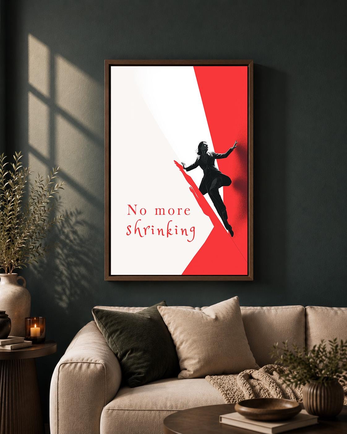 "No More Shrinking" Feminist Empowerment Framed Canvas by The Wall Art Studio - physical