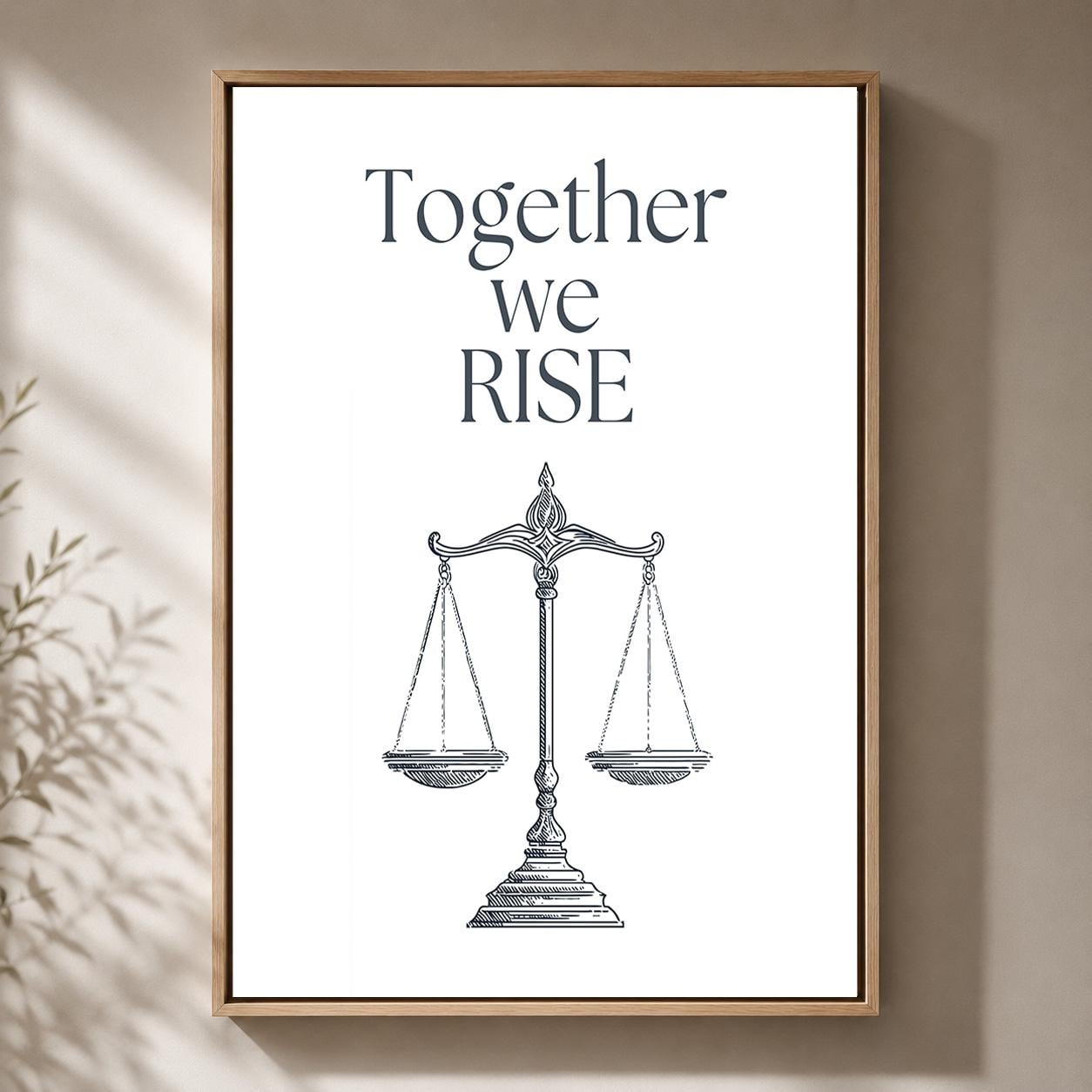 "Together We Rise" Social Justice Equality Justice Scales Framed Canvas by The Wall Art Studio - physical