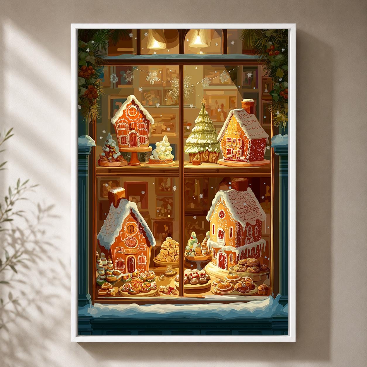 Gingerbread House Christmas Festive Bakery Framed Canvas by The Wall Art Studio - physical