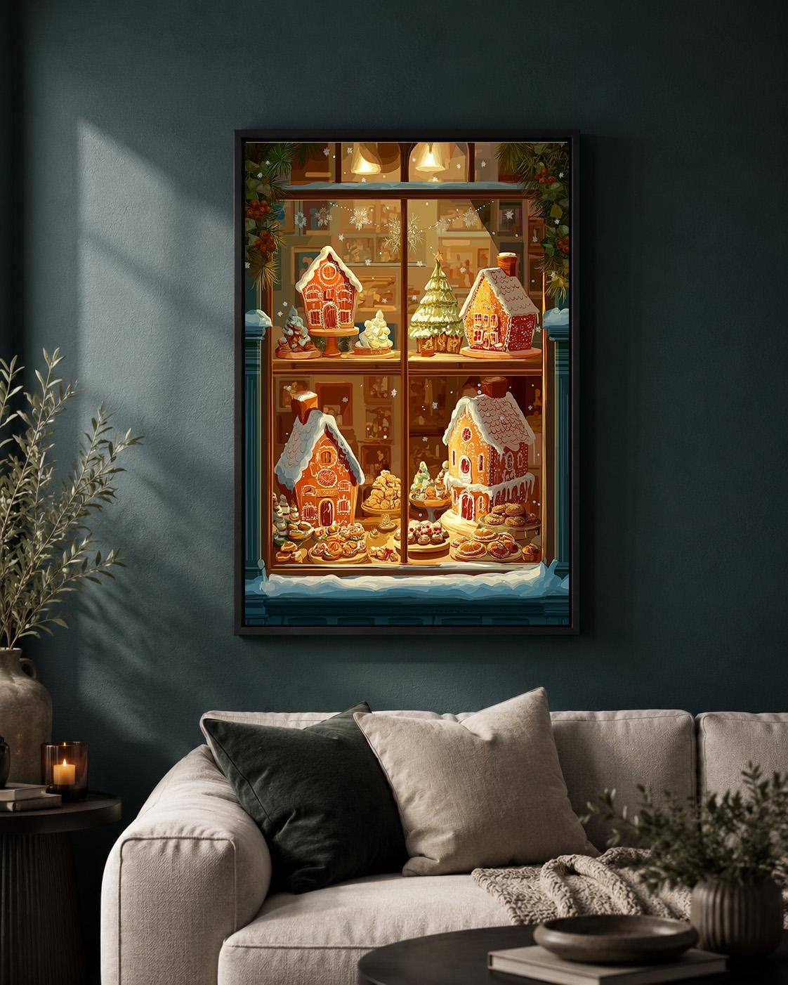 Gingerbread House Christmas Festive Bakery Framed Canvas by The Wall Art Studio - physical