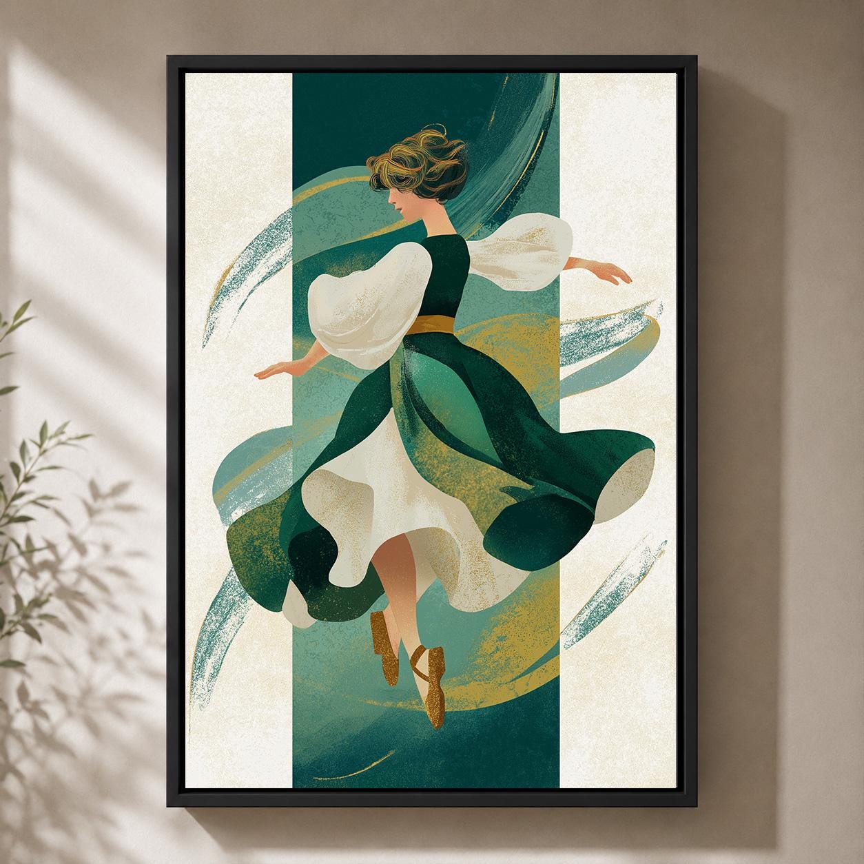 Irish Dancer Female Folk Art Celtic Inspired Framed Canvas by The Wall Art Studio - physical