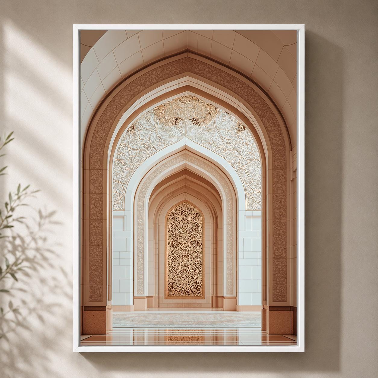 Islamic Architecture Mosque Arch Neutral Islamic Framed Canvas by The Wall Art Studio - physical