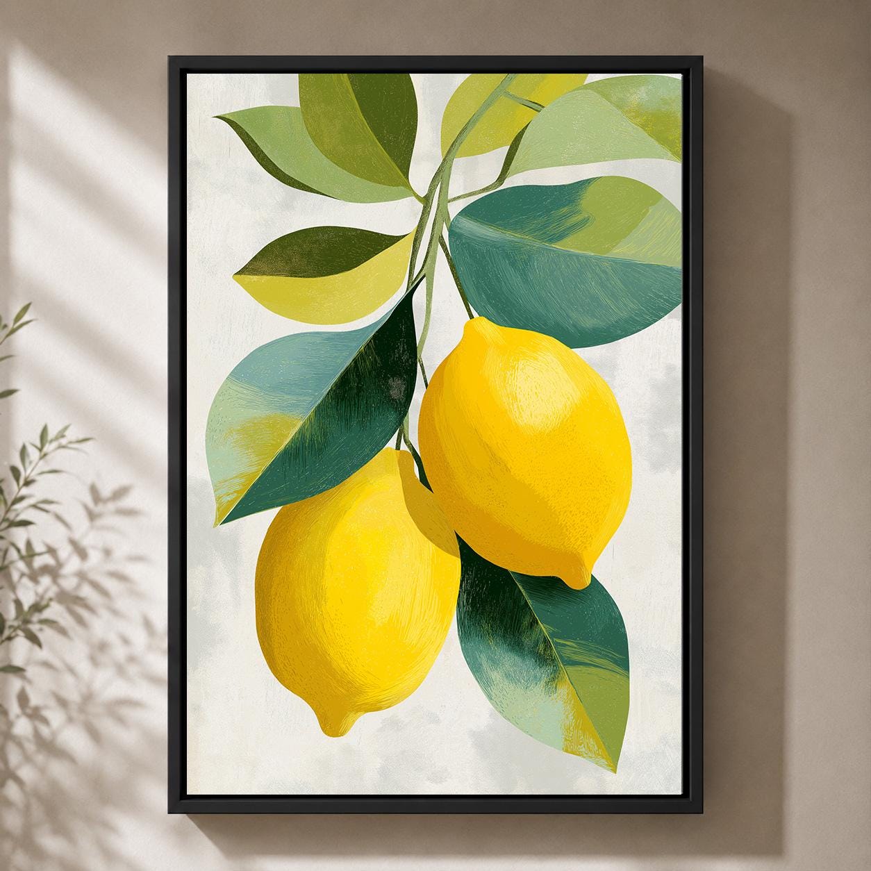 Lemon Botanical Citrus Fruit Kitchen Mediterranean Framed Canvas by The Wall Art Studio - physical
