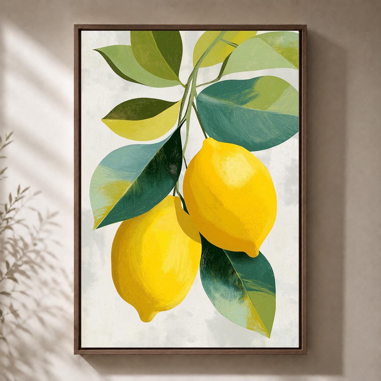 Lemon Botanical Citrus Fruit Kitchen Mediterranean Framed Canvas by The Wall Art Studio - physical