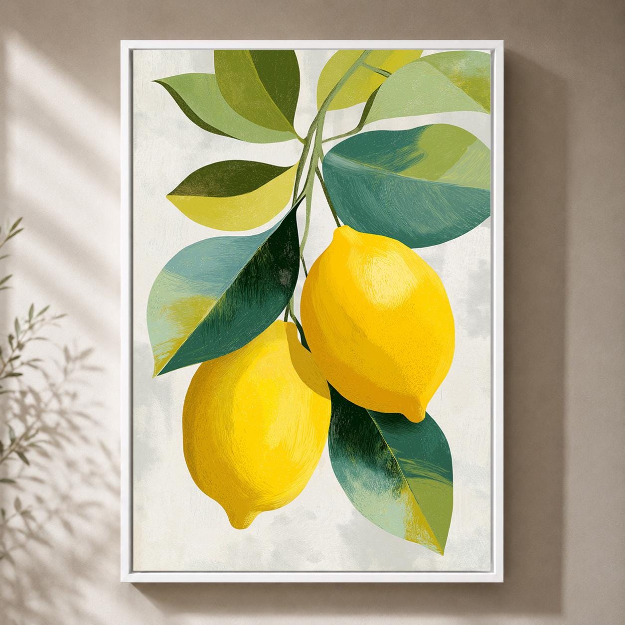 Lemon Botanical Citrus Fruit Kitchen Mediterranean Framed Canvas by The Wall Art Studio - physical