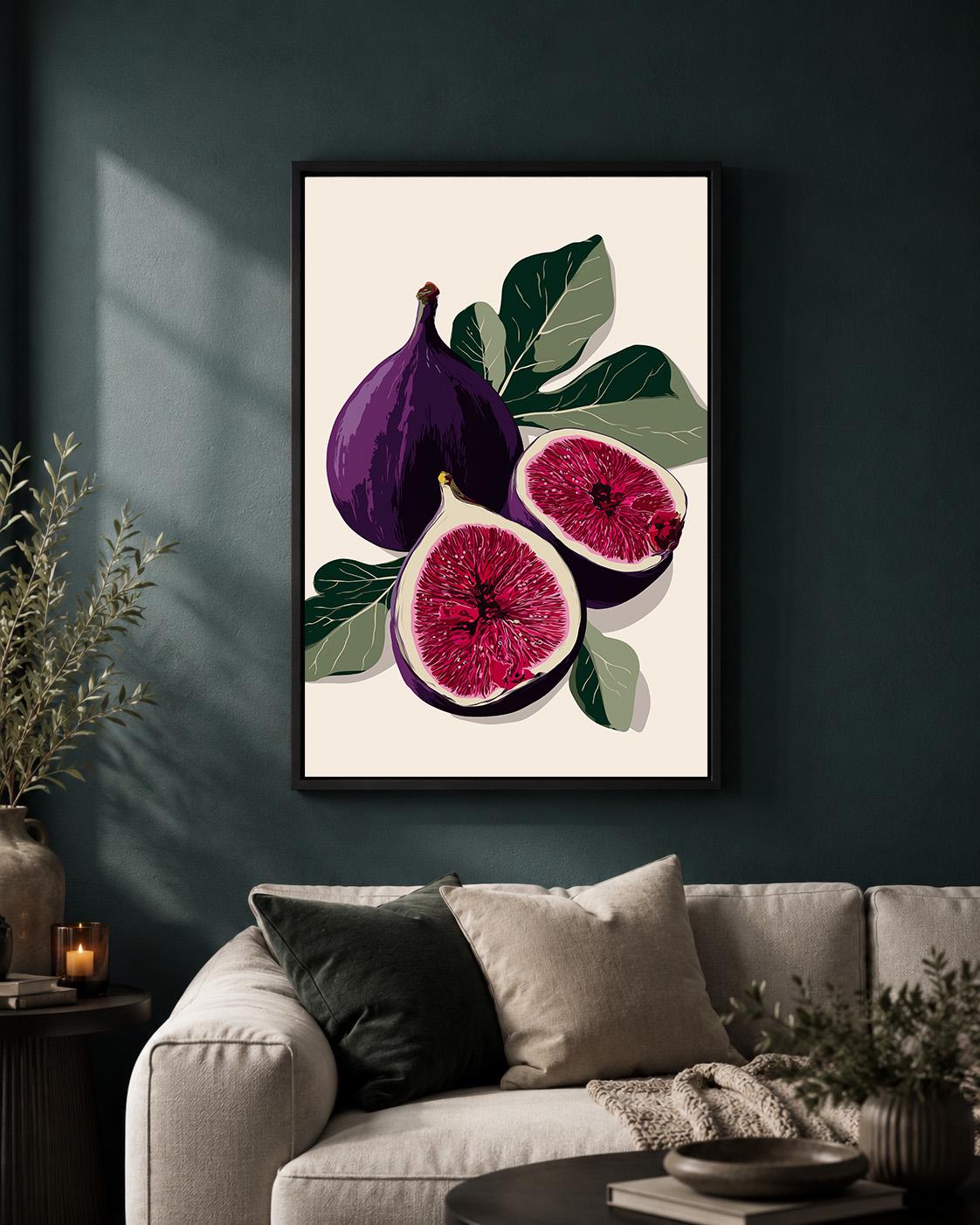 Purple Fig Minimalist Fruit Botanical Kitchen Modern Food Framed Canvas by The Wall Art Studio - physical