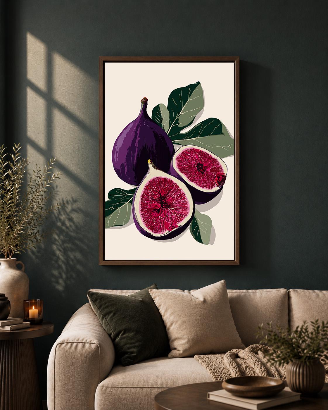 Purple Fig Minimalist Fruit Botanical Kitchen Modern Food Framed Canvas by The Wall Art Studio - physical
