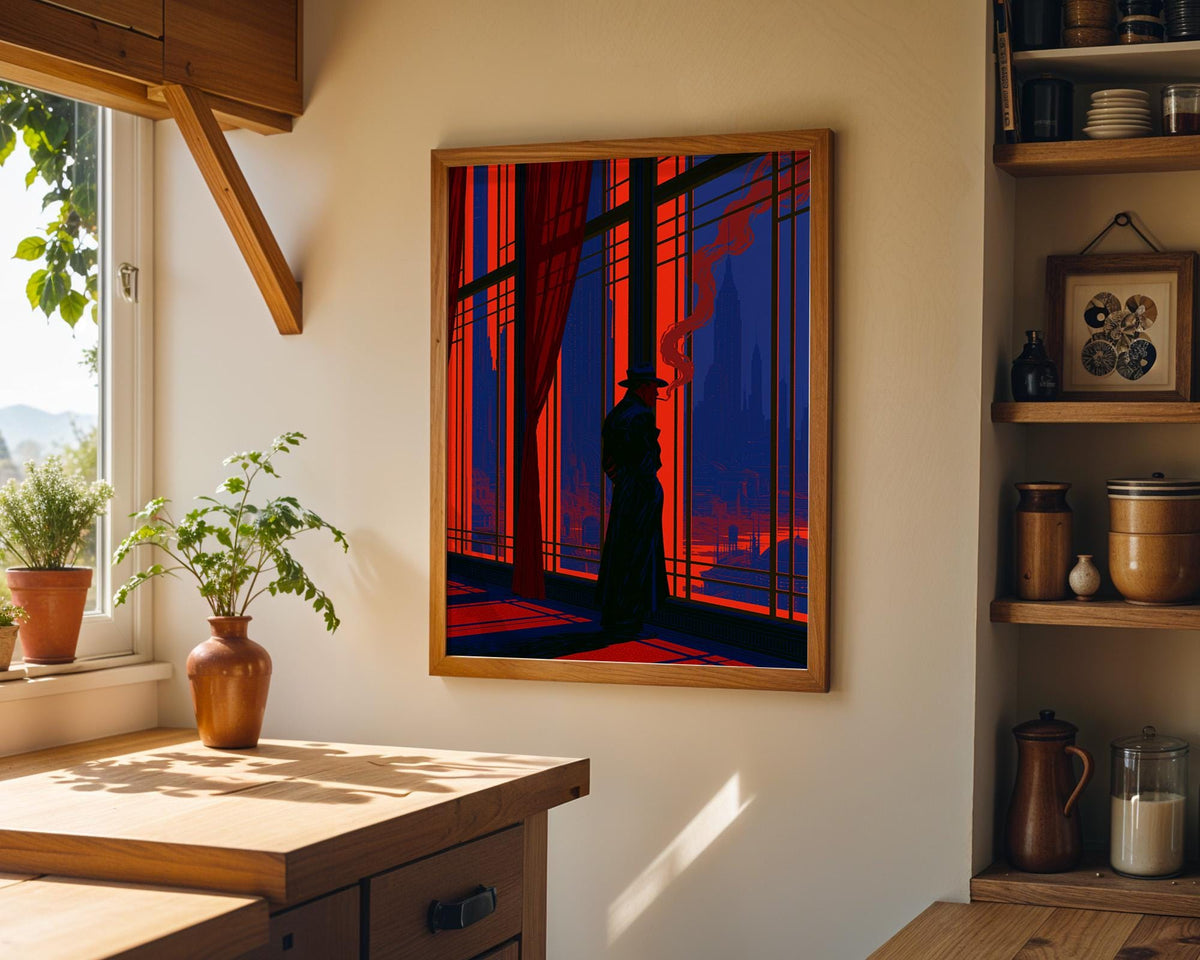 Art Deco Film Noir Detective Cityscape Wall Art by The Wall Art Studio