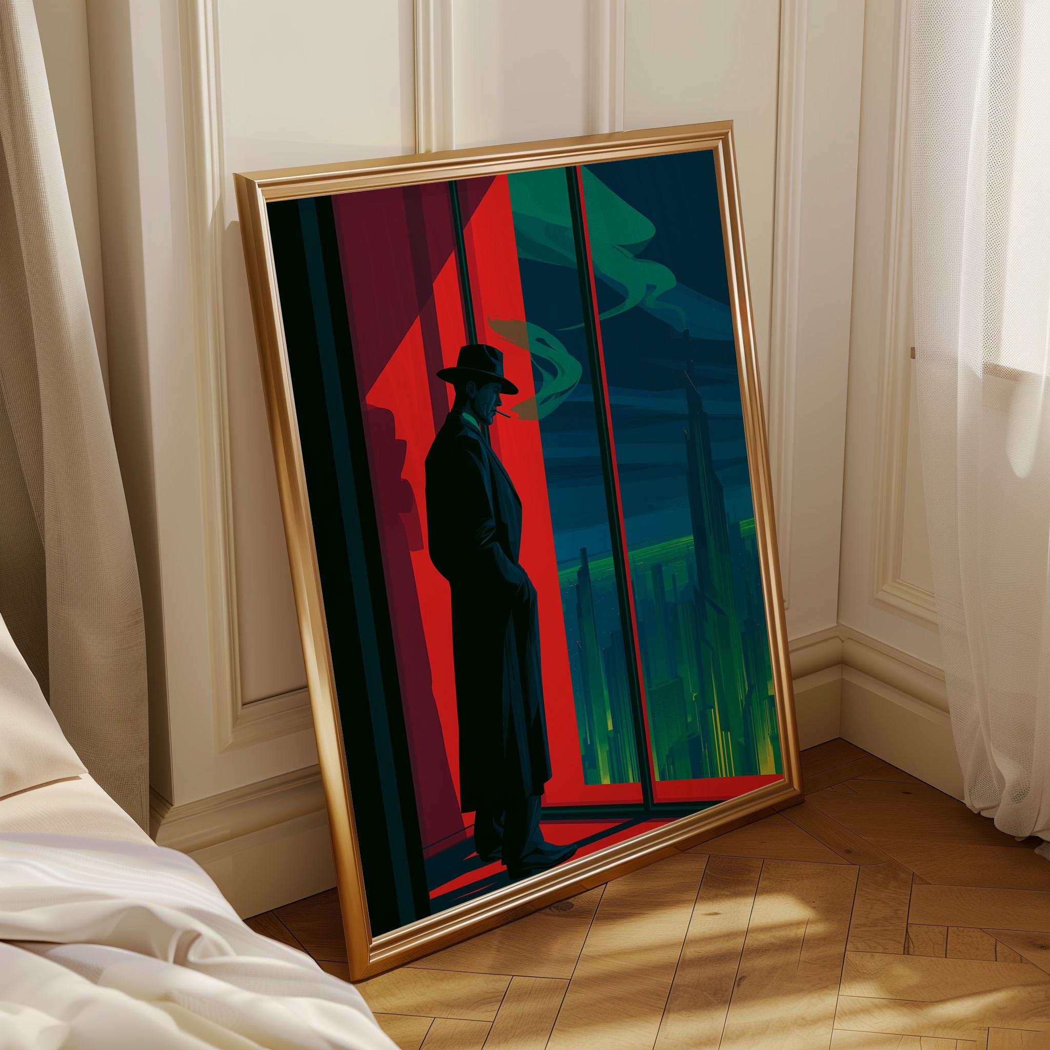 Art Deco Noir Detective Moody City Skyline Wall Art by The Wall Art Studio