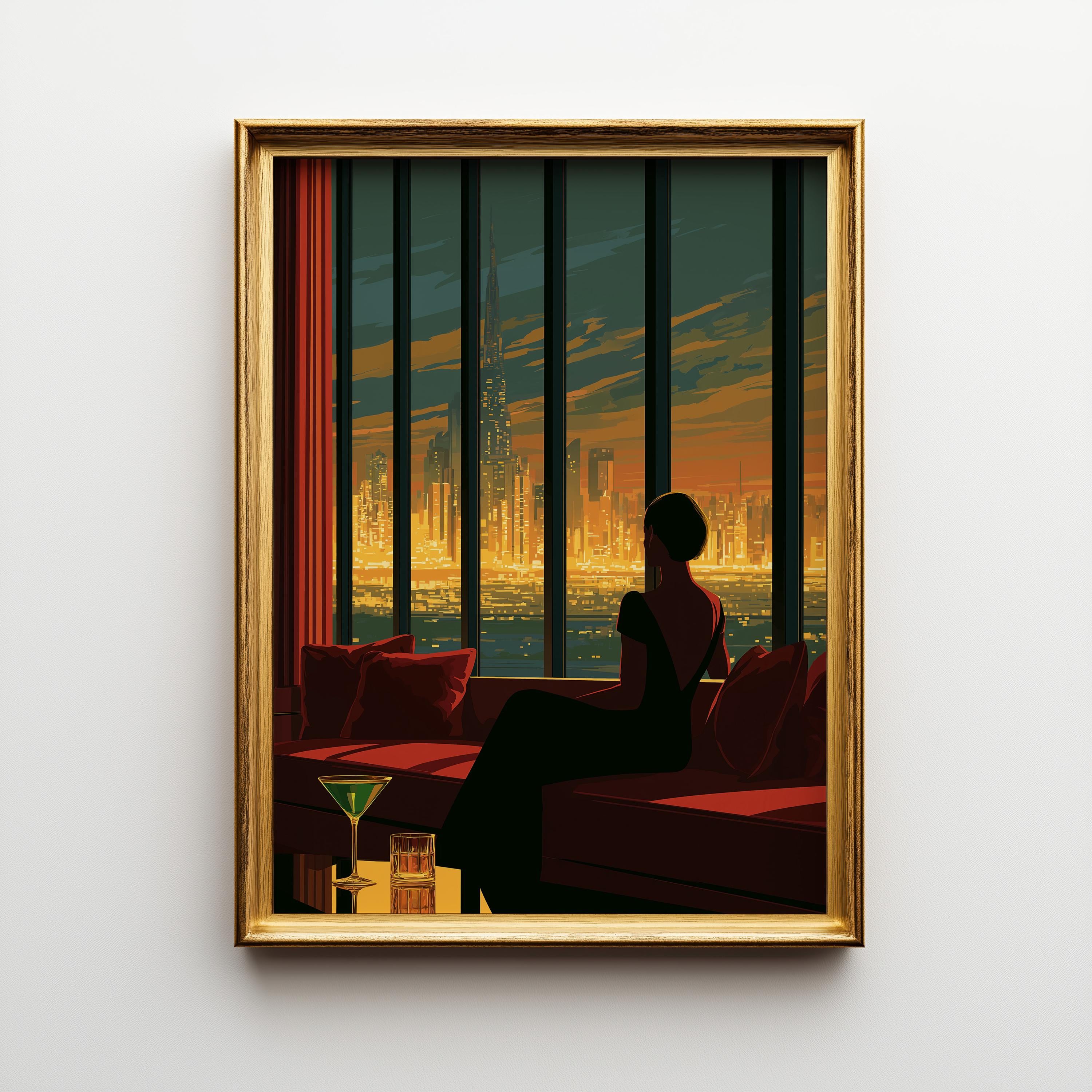 Art Deco Luxury Penthouse City Skyline Wall Art by The Wall Art Studio