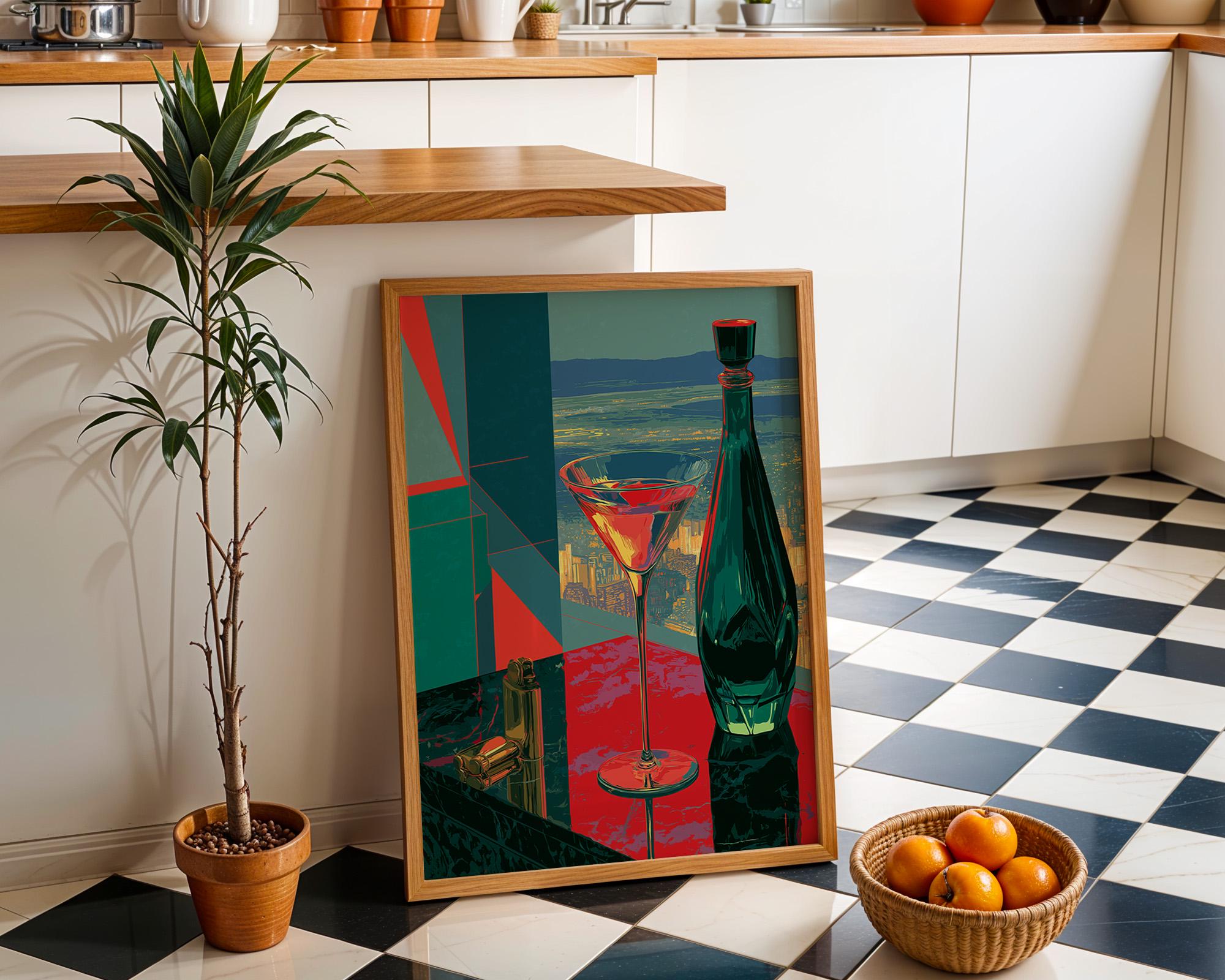 Art Deco Neo Deco Martini Glass Cocktail Wall Art by The Wall Art Studio