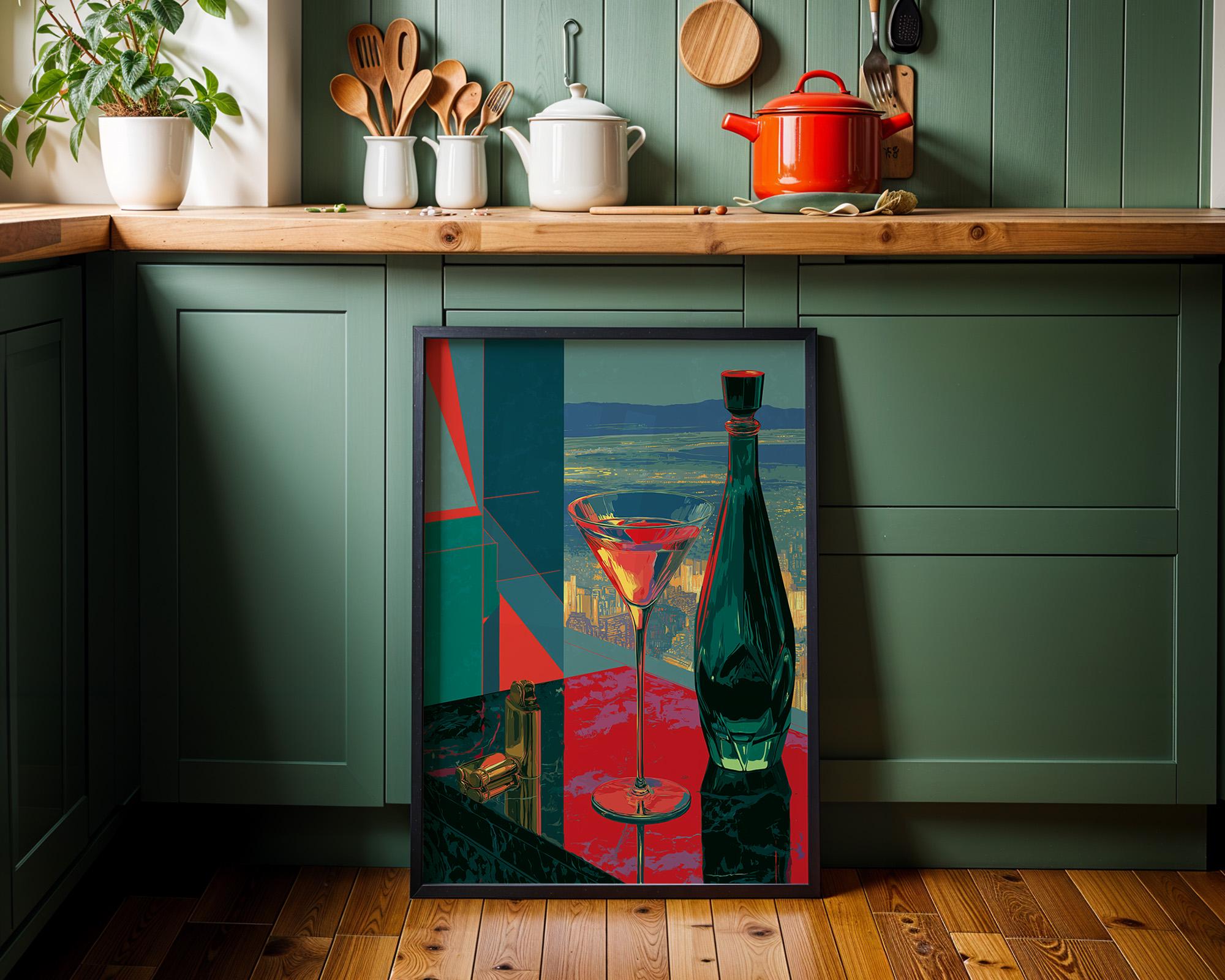 Art Deco Neo Deco Martini Glass Cocktail Wall Art by The Wall Art Studio