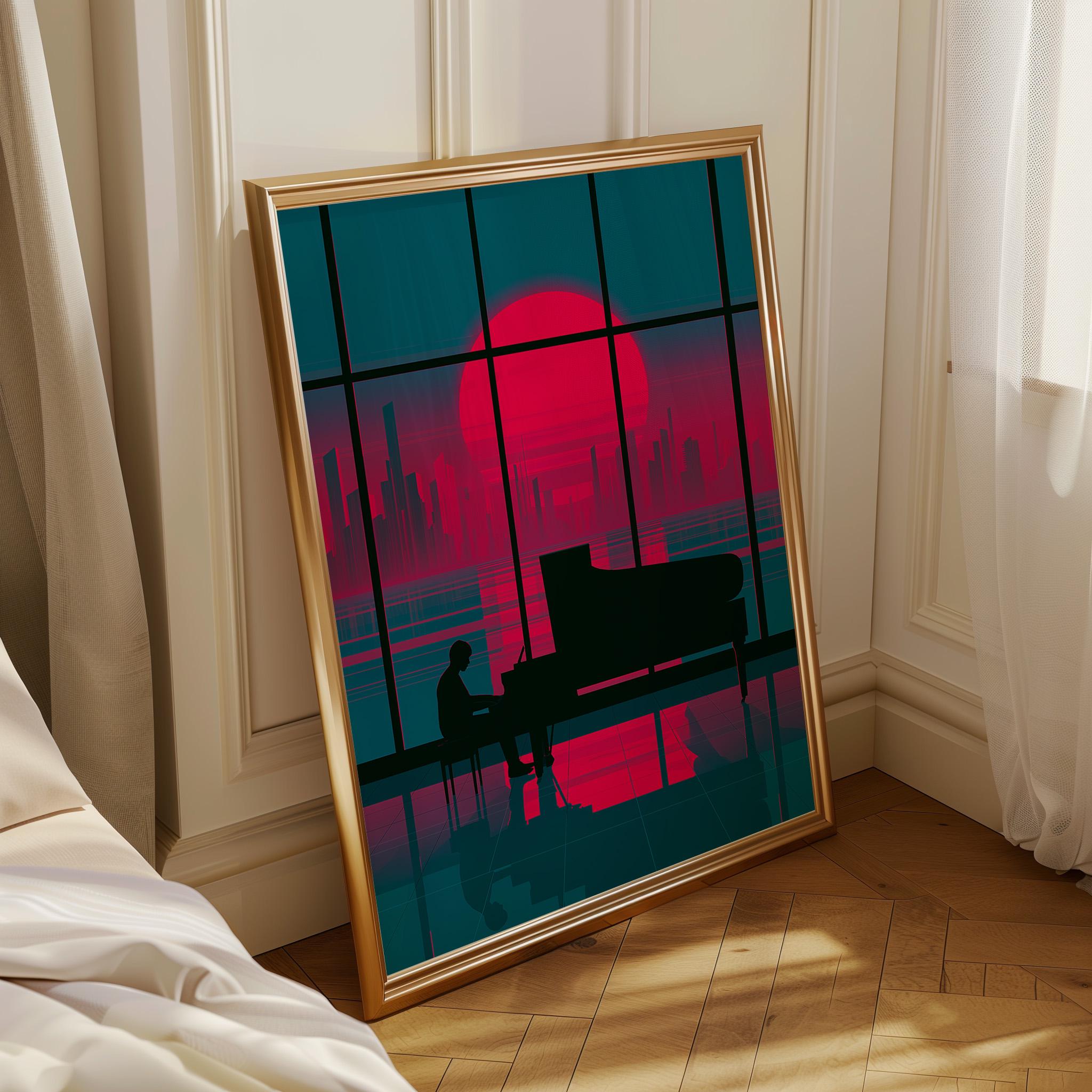 Art Deco Grand Piano Neo Deco Music Room Wall Art by The Wall Art Studio