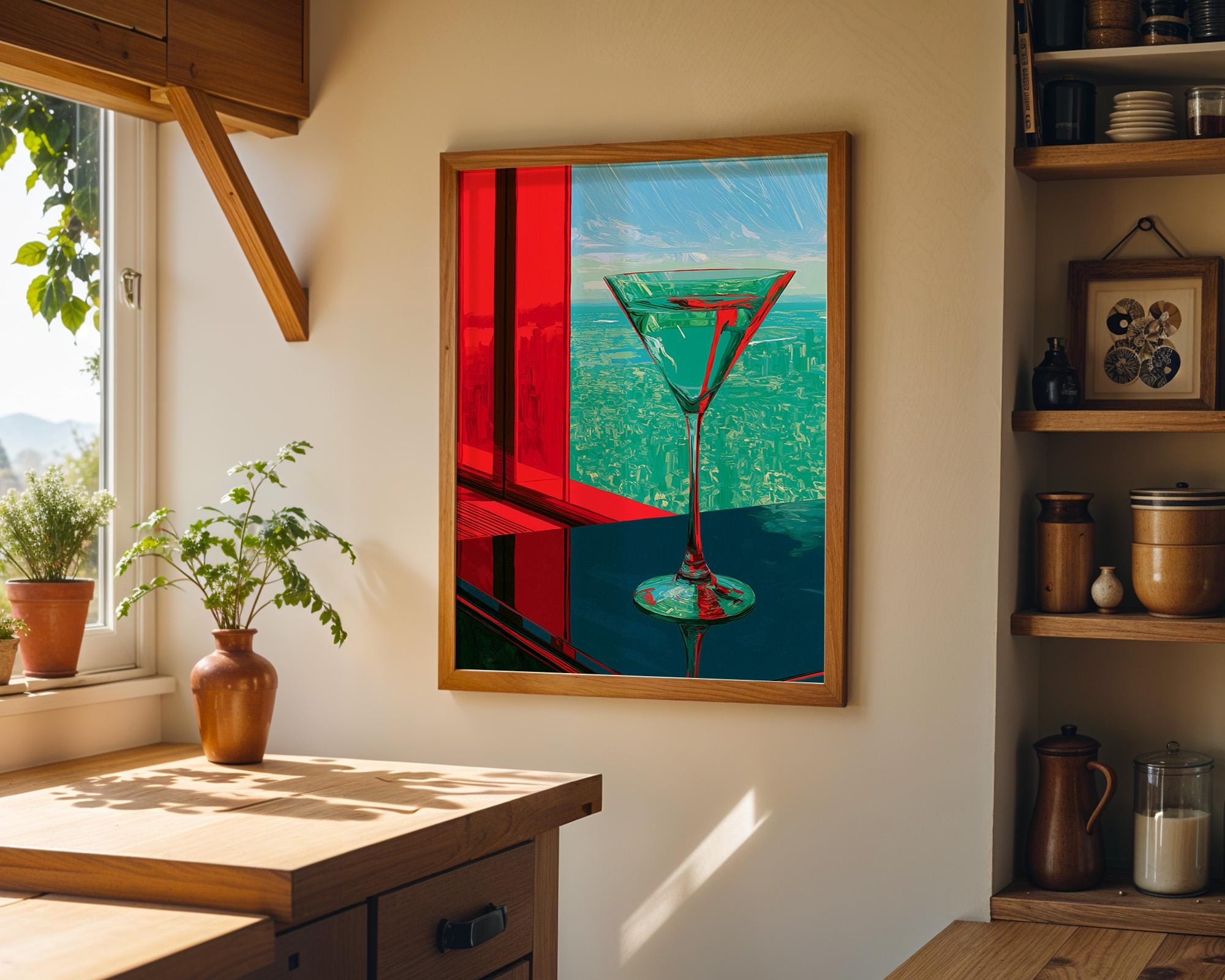 Art Deco Martini Glass Neo Deco Cocktail Wall Art by The Wall Art Studio