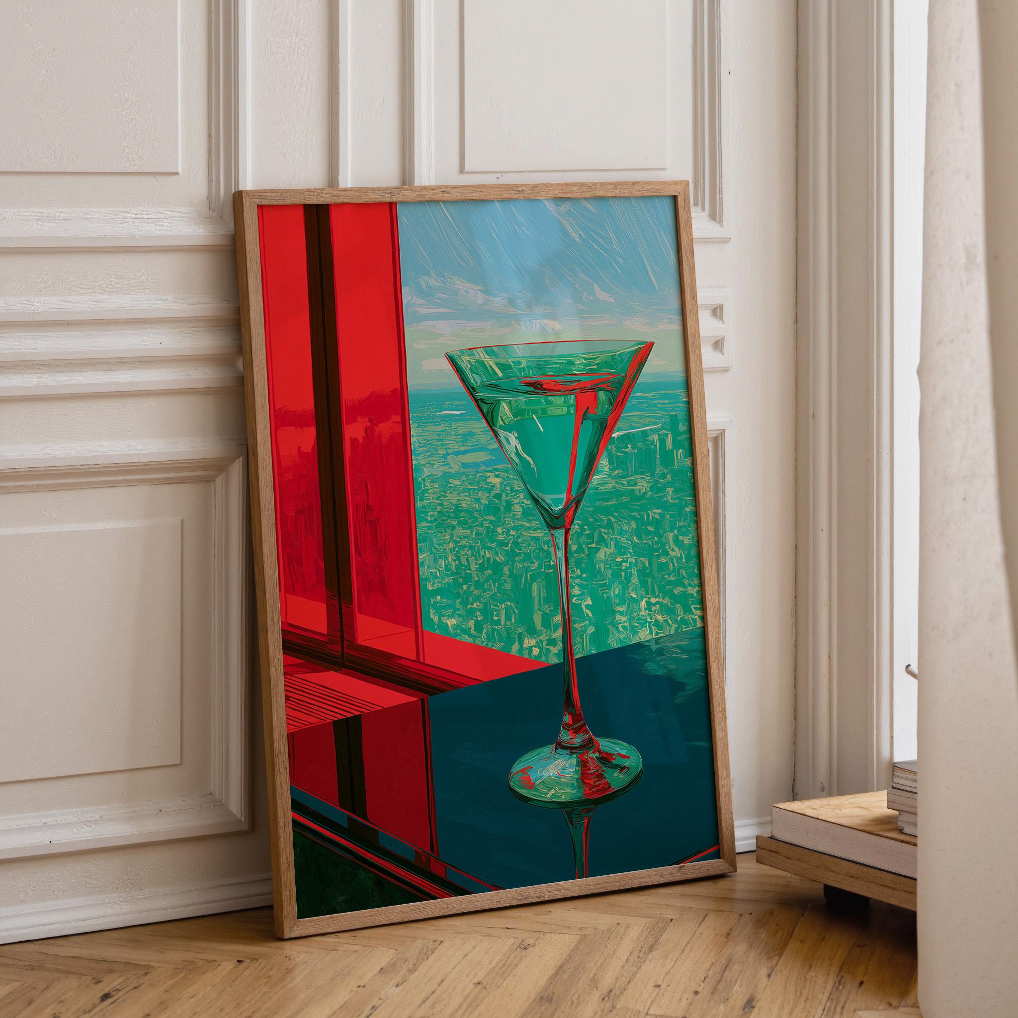 Art Deco Martini Glass Neo Deco Cocktail Wall Art by The Wall Art Studio