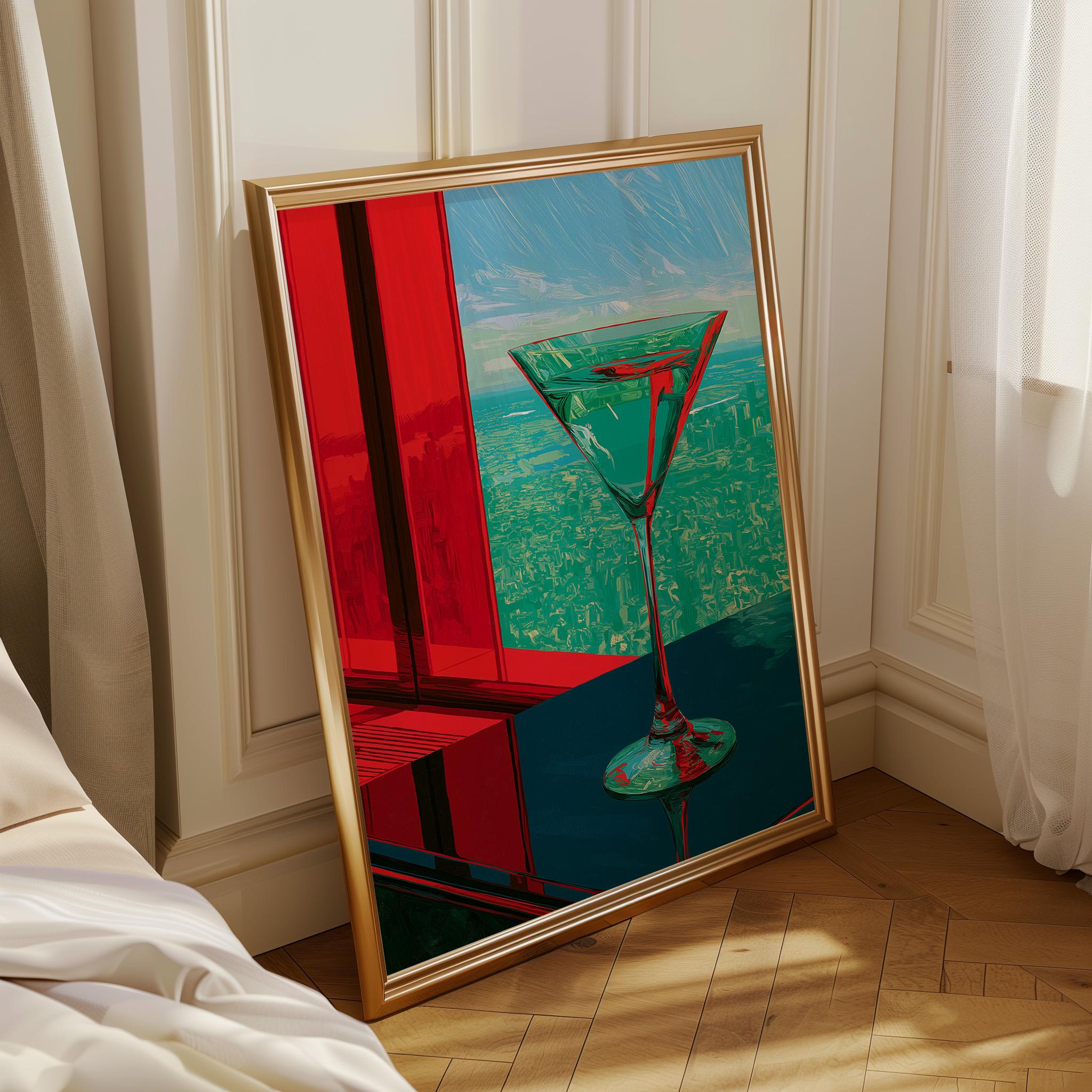 Art Deco Martini Glass Neo Deco Cocktail Wall Art by The Wall Art Studio