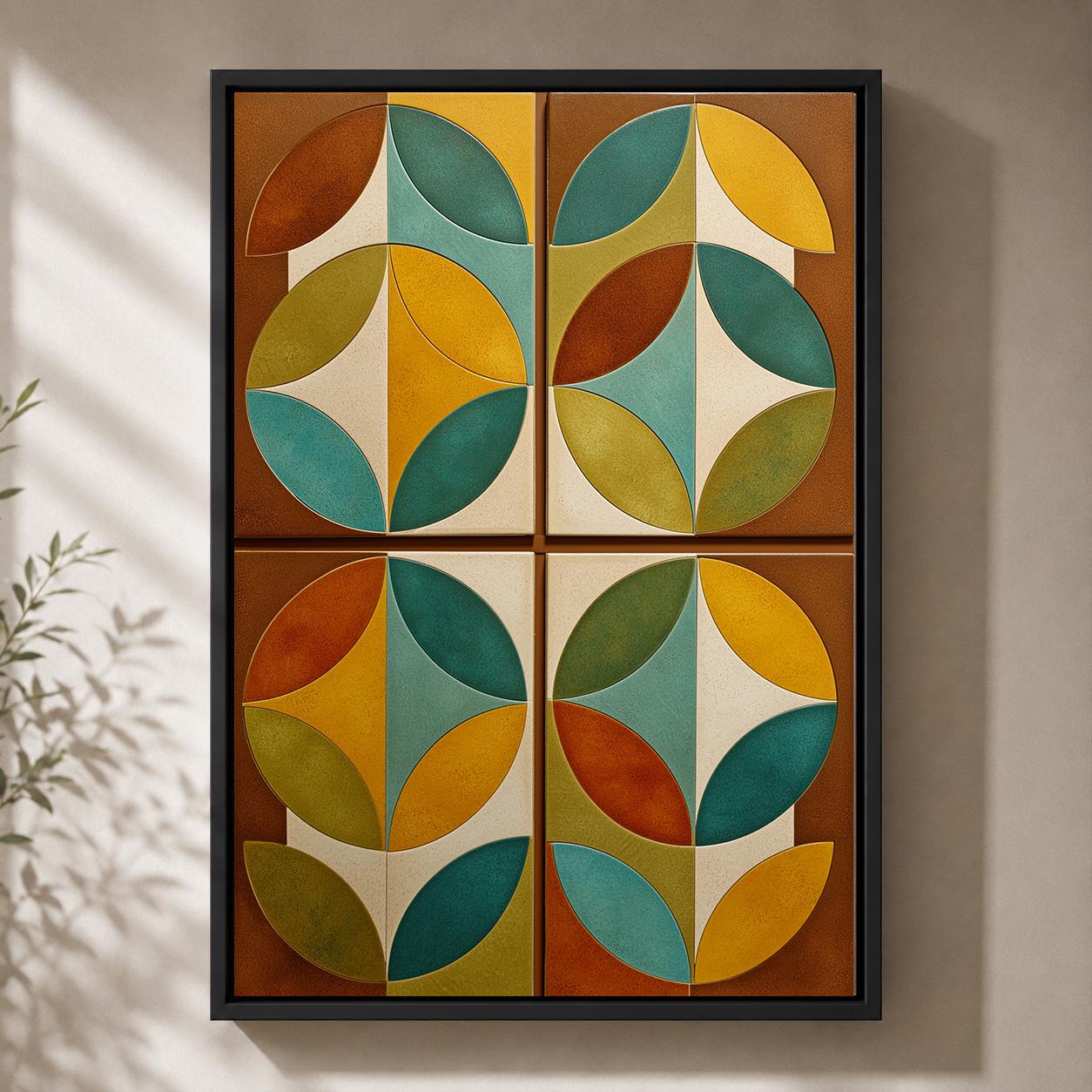Mid Century Modern Scandinavian Abstract Geometric Framed Canvas by The Wall Art Studio
