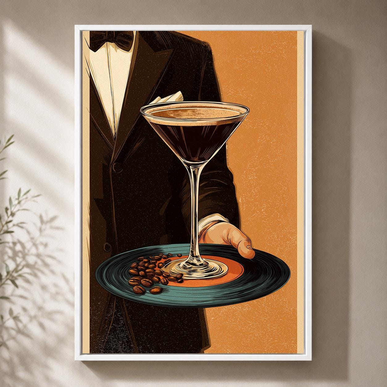 Espresso Martini Cocktail Retro Bar Framed Canvas by The Wall Art Studio - physical