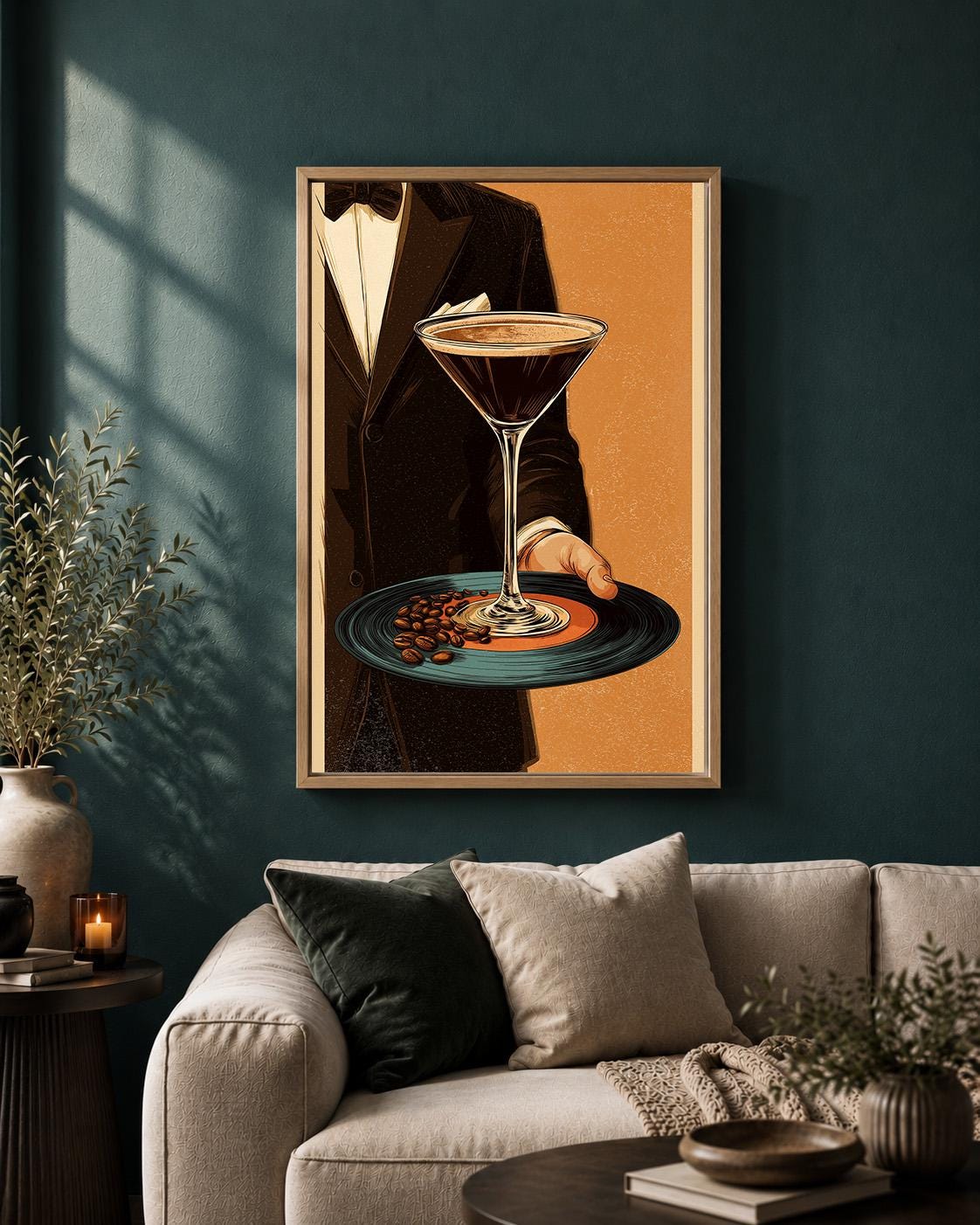 Espresso Martini Cocktail Retro Bar Framed Canvas by The Wall Art Studio - physical