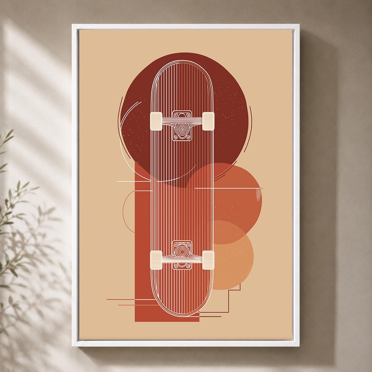 Retro Geometric Skateboard Modern Sports Framed Canvas by The Wall Art Studio - physical