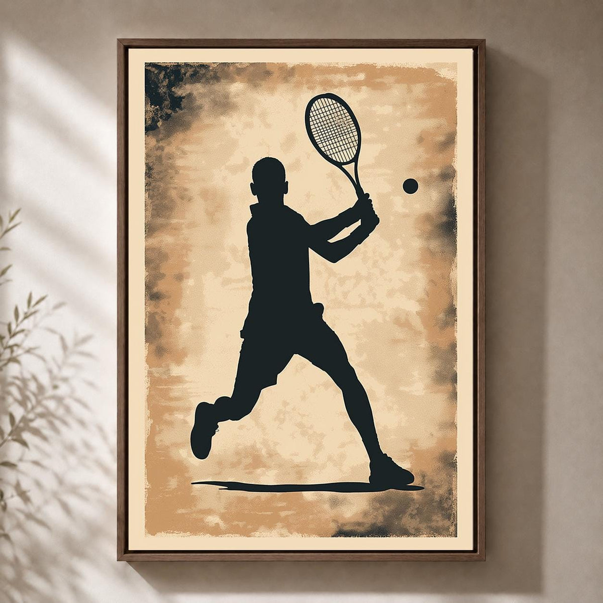 Vintage Tennis Silhouette Sports Decor Framed Canvas by The Wall Art Studio - physical