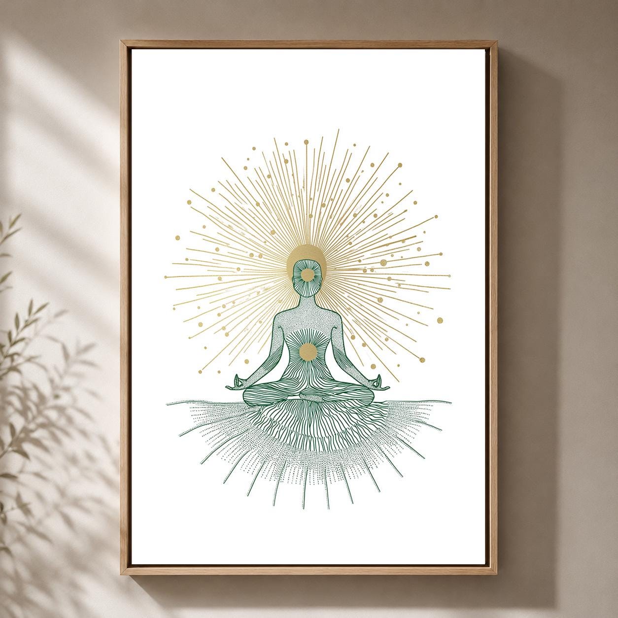 Yoga Meditation Spiritual Sunburst Mindfulness Yoga Framed Canvas by The Wall Art Studio - physical