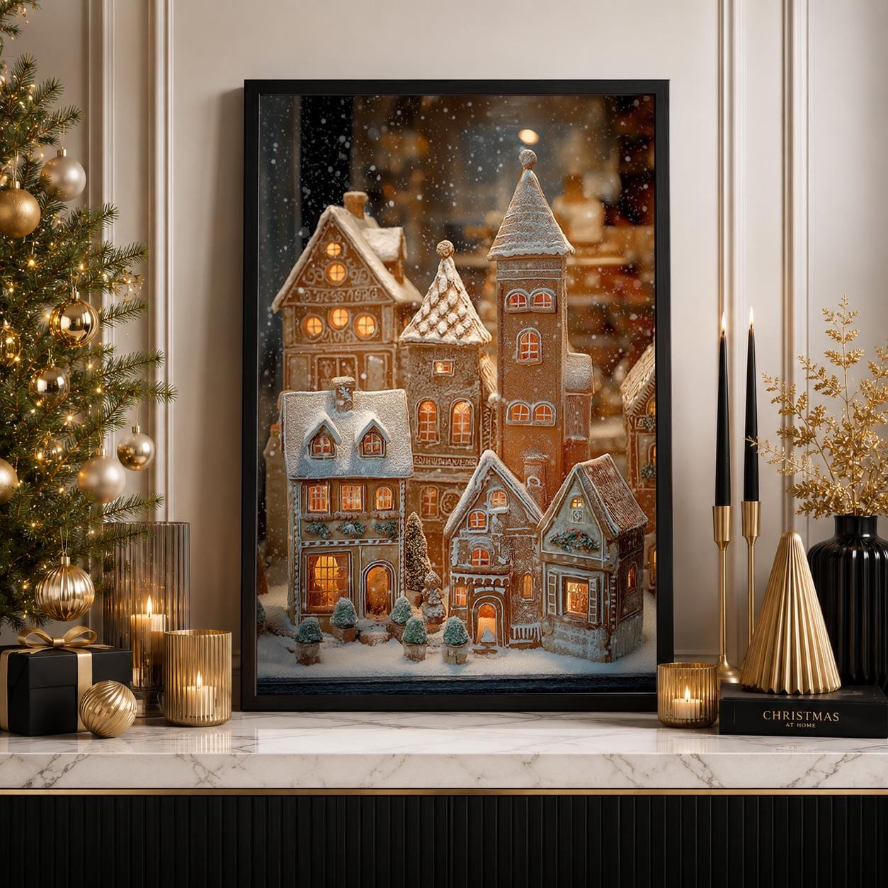 Gingerbread Christmas Village Holiday Baking Art Wall Art by The Wall Art Studio - physical