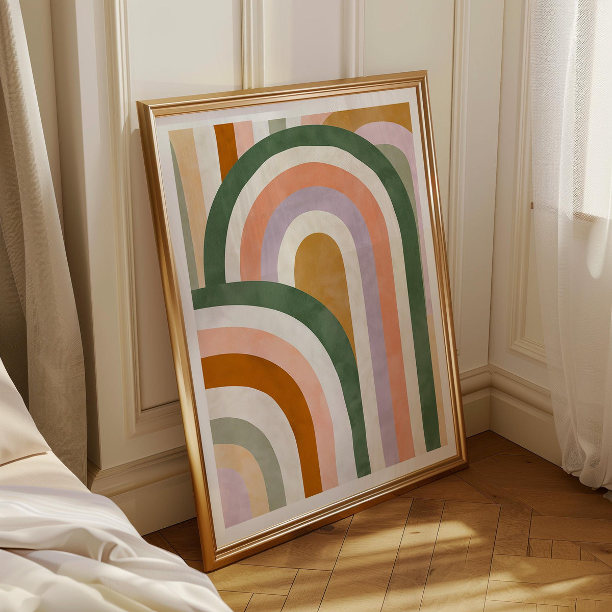 Retro Rainbow Mid Century Abstract Arches Pastel Geometric Wall Art