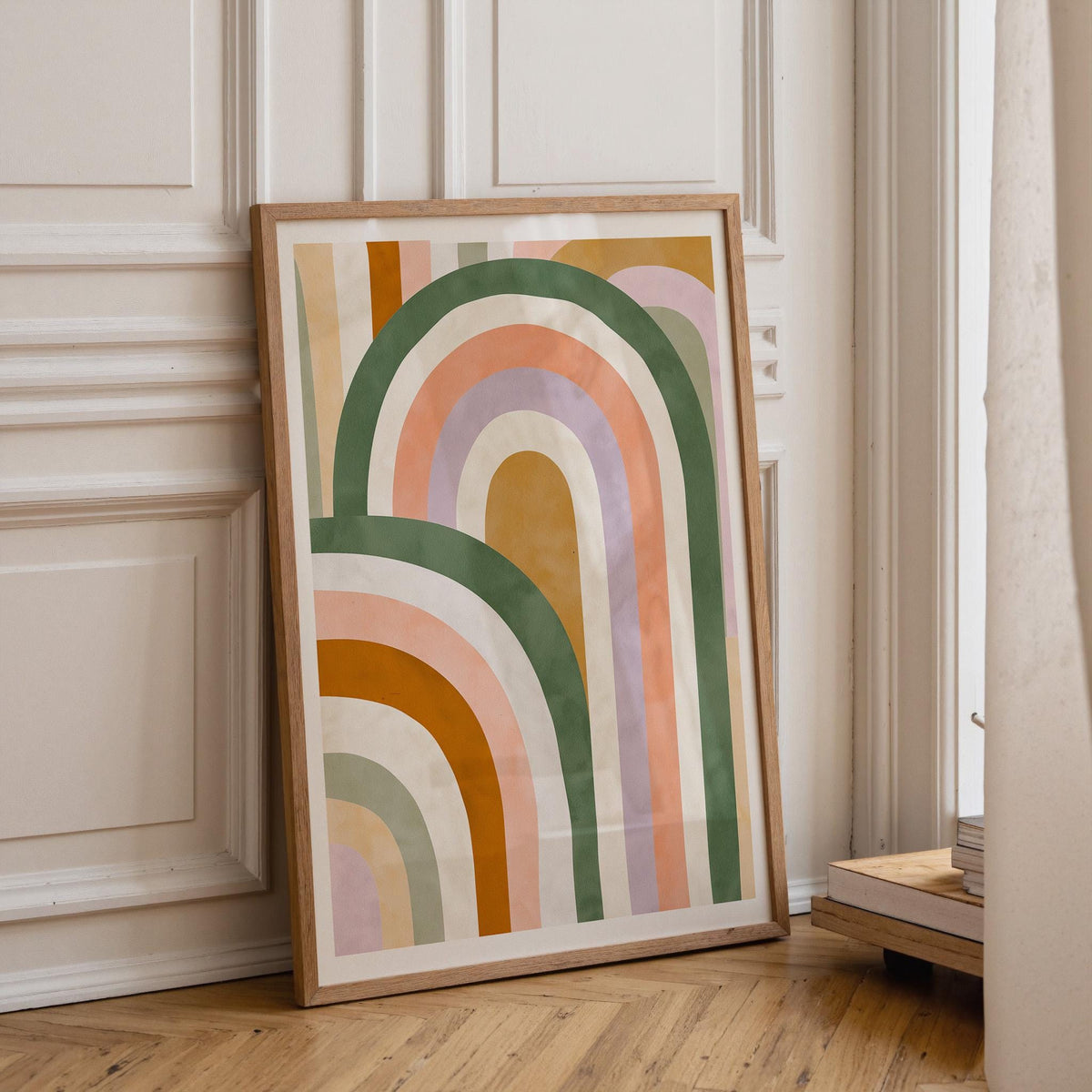Retro Rainbow Mid Century Abstract Arches Pastel Geometric Wall Art
