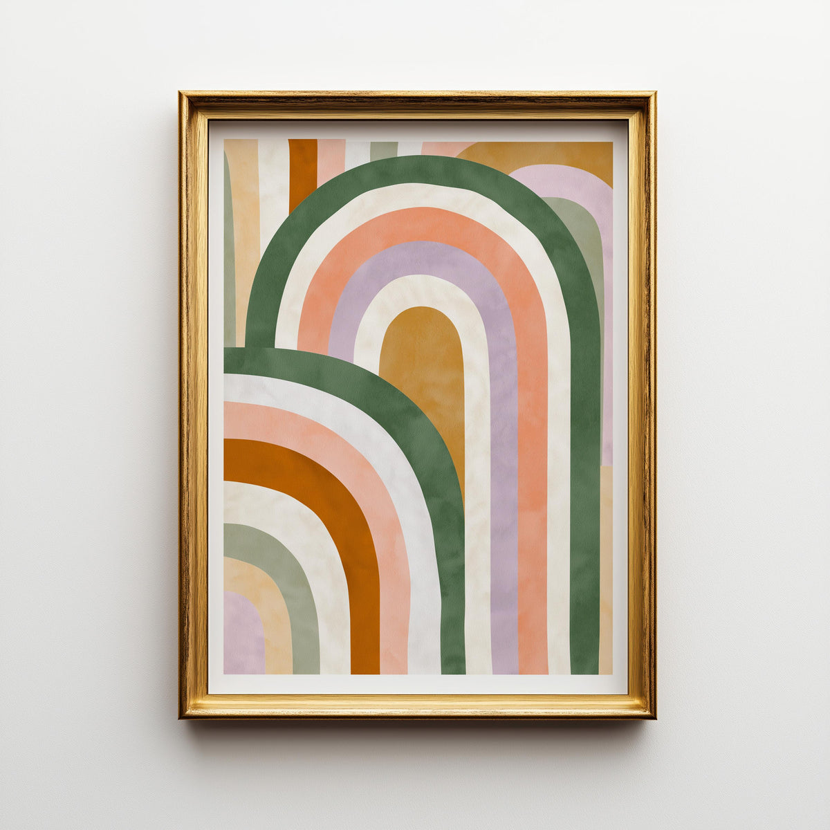 Retro Rainbow Mid Century Abstract Arches Pastel Geometric Wall Art