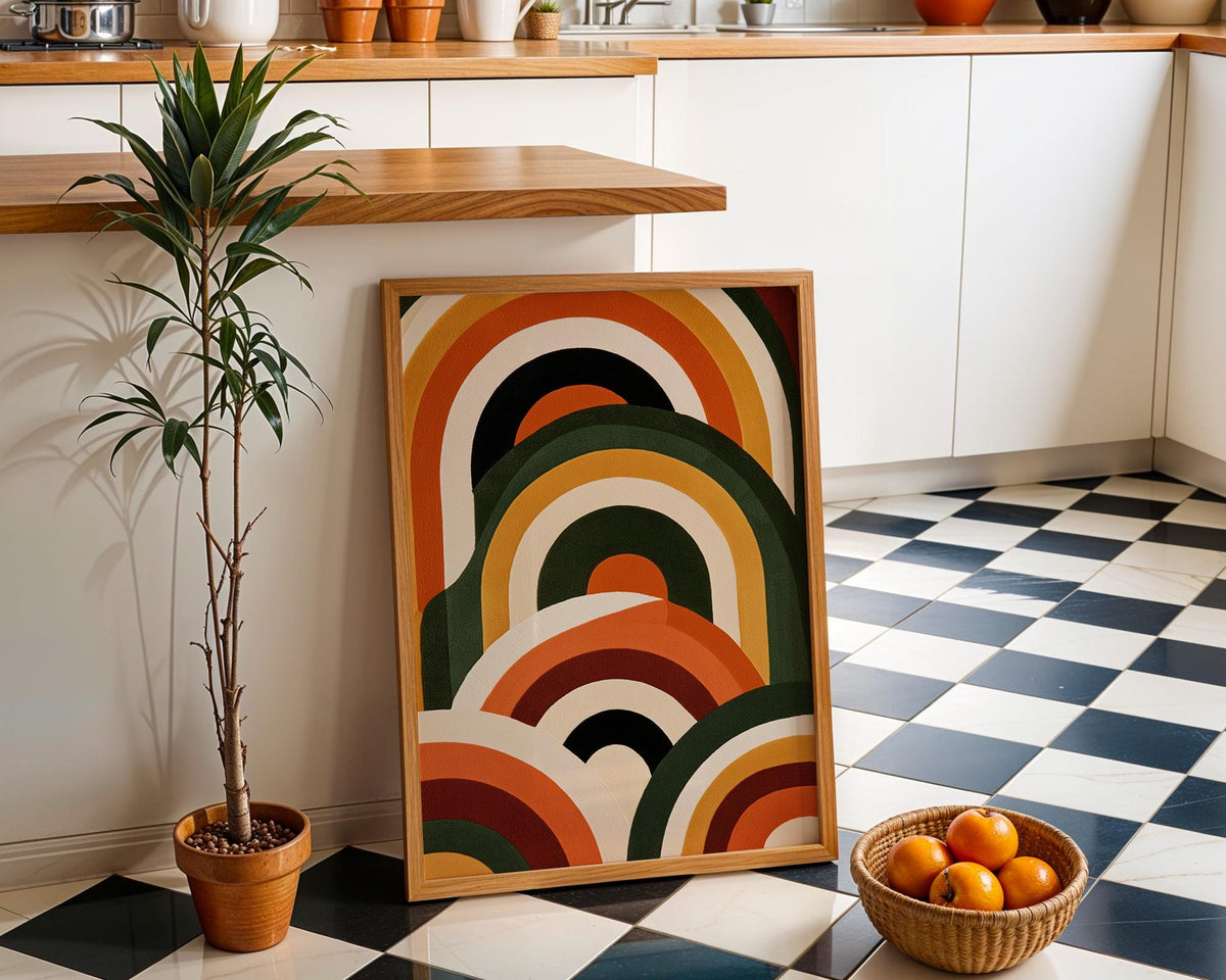Retro Rainbow Abstract Arches Mid Century Modern Wall Art