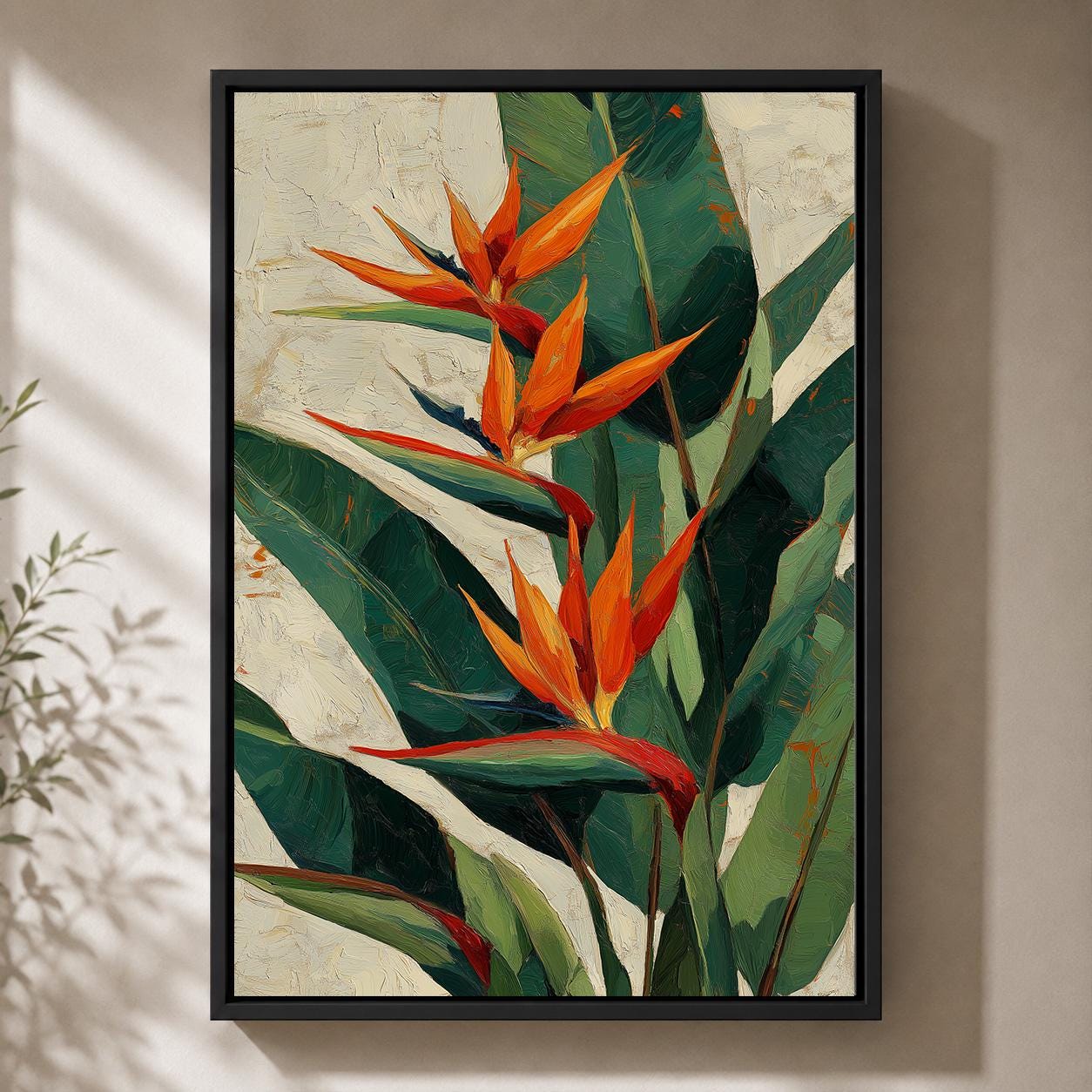 Bird of Paradise Tropical Botanical Orange Flower Wall Art by The Wall Art Studio - physical