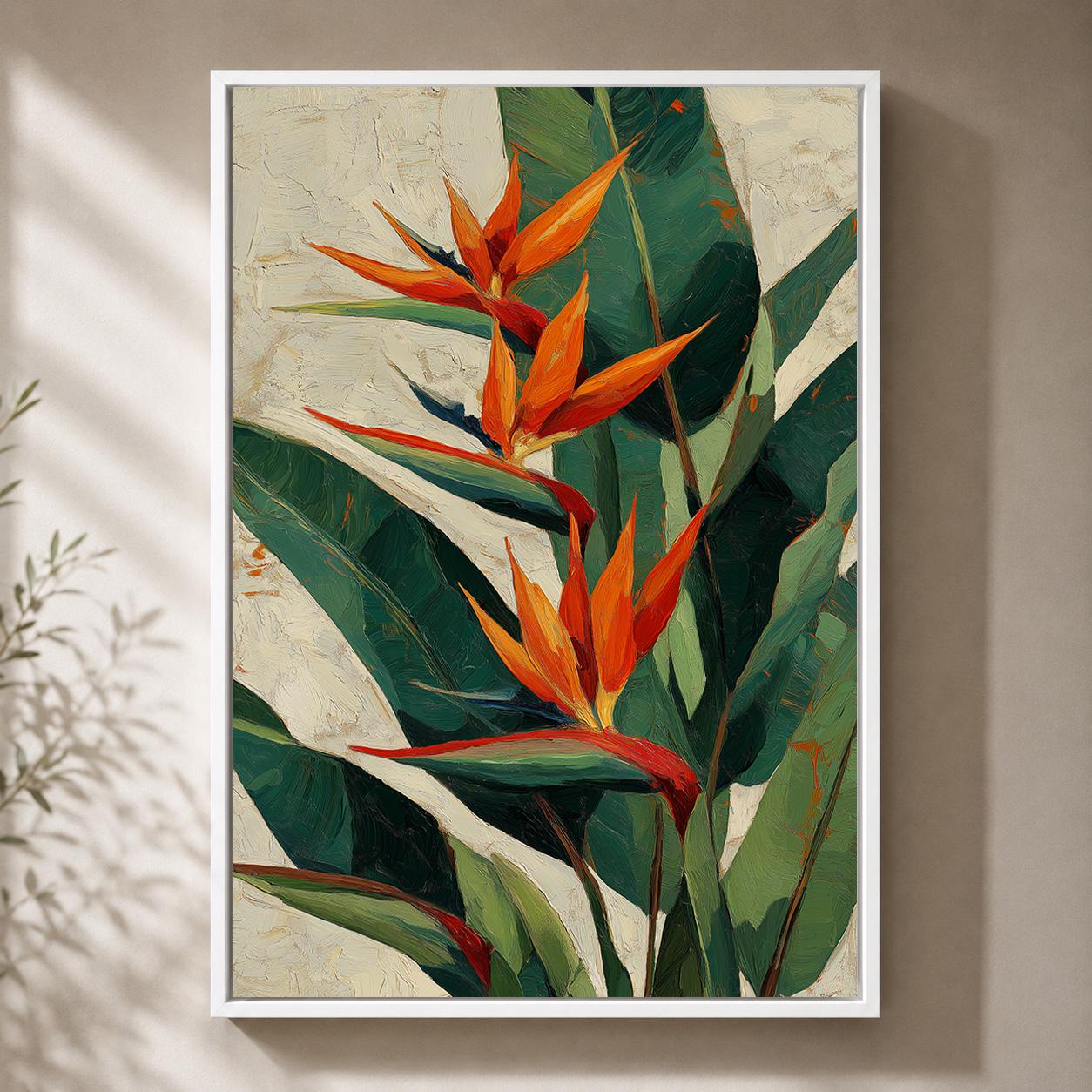 Bird of Paradise Tropical Botanical Orange Flower Wall Art by The Wall Art Studio - physical