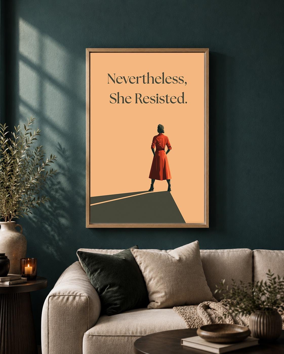 "Nevertheless She Resisted" Feminist Empowerment Framed Canvas by The Wall Art Studio - physical