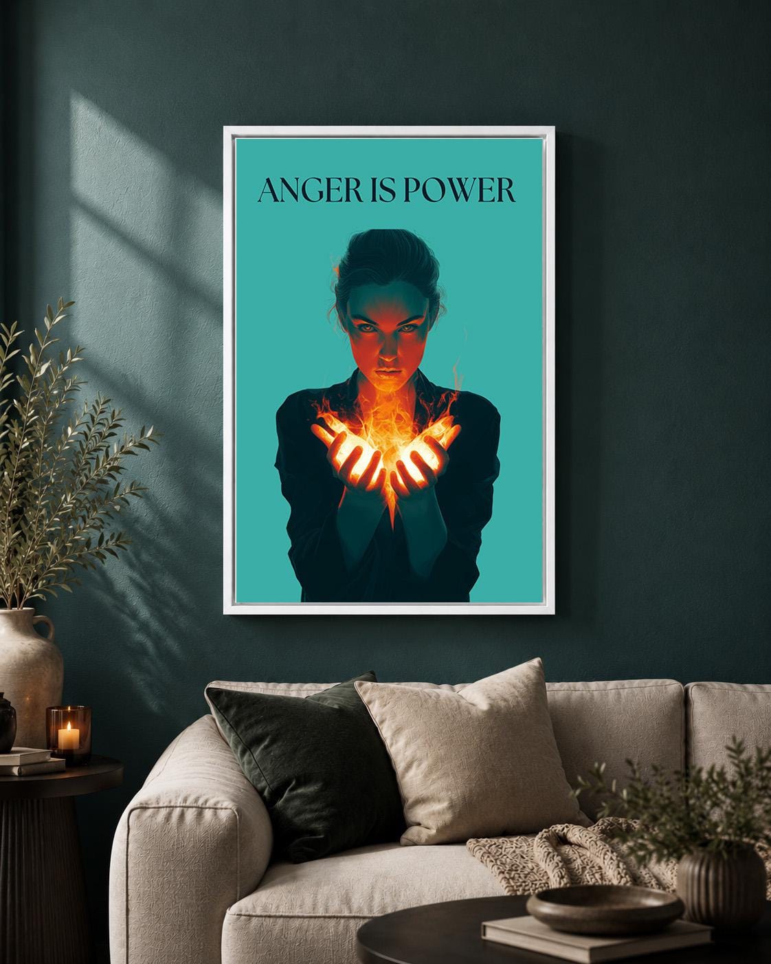 Anger Is Power Feminist Empowerment Protest Framed Canvas by The Wall Art Studio - physical