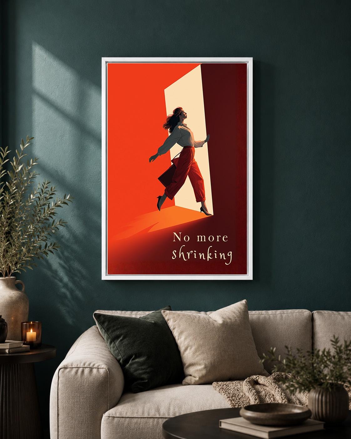 "No More Shrinking" Feminist Empowerment Framed Canvas by The Wall Art Studio - physical
