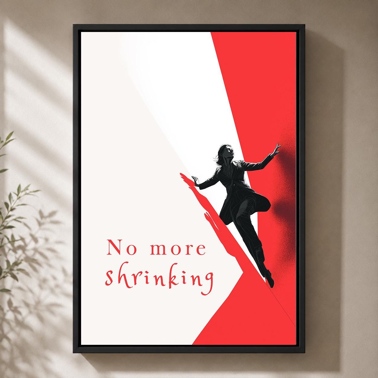"No More Shrinking" Feminist Empowerment Framed Canvas by The Wall Art Studio - physical