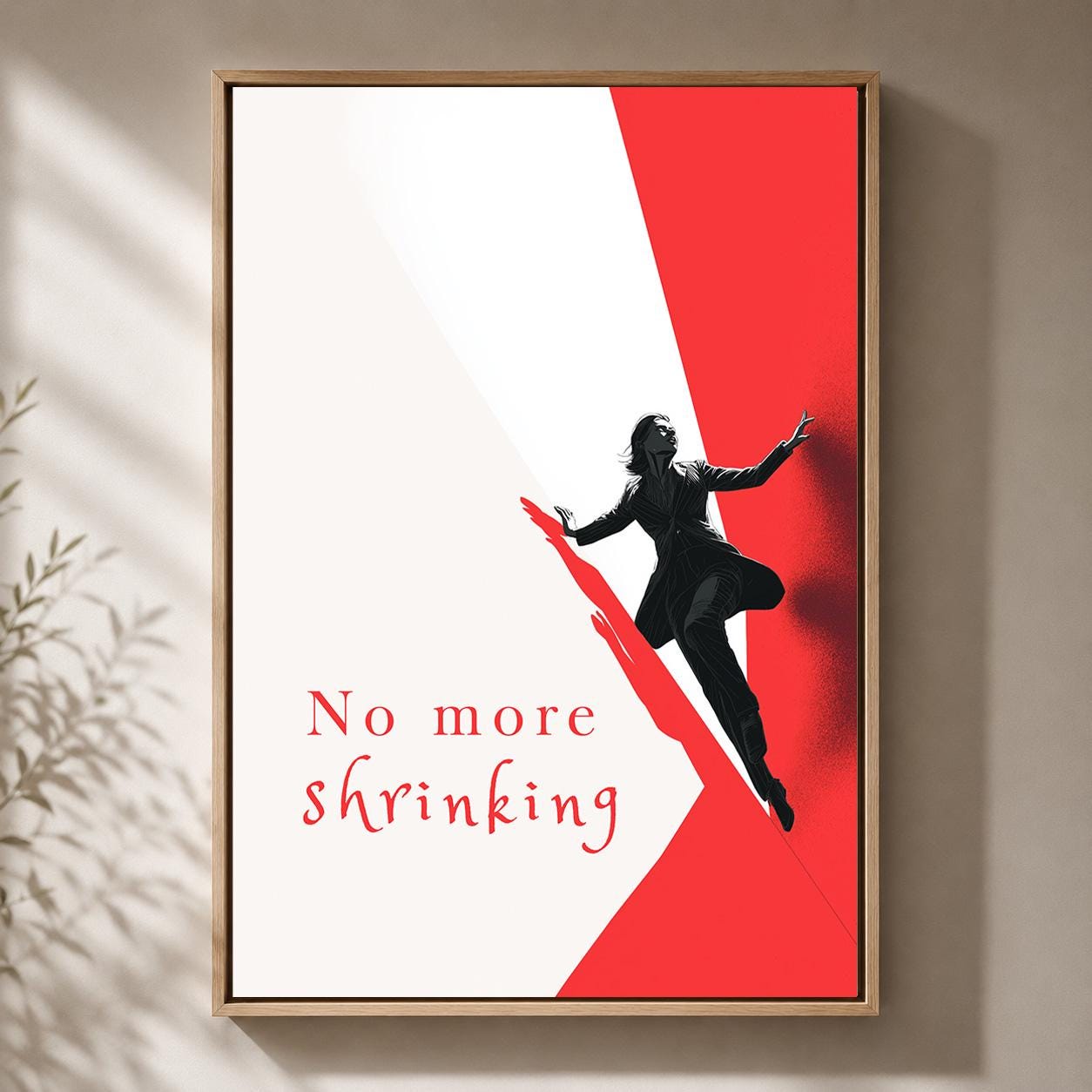 "No More Shrinking" Feminist Empowerment Framed Canvas by The Wall Art Studio - physical