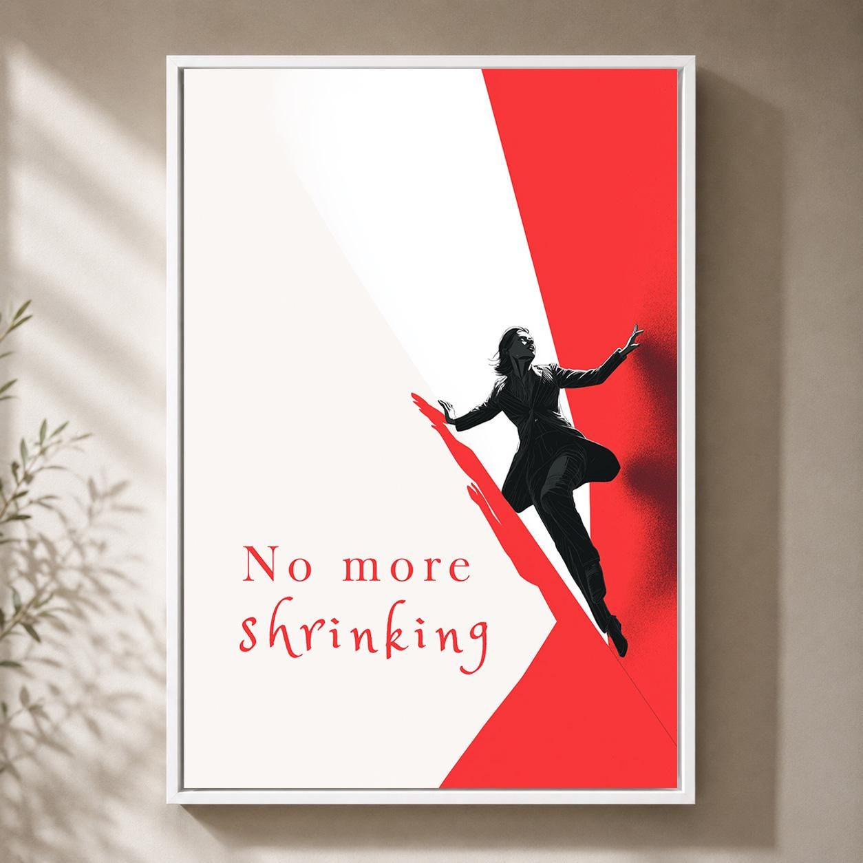 "No More Shrinking" Feminist Empowerment Framed Canvas by The Wall Art Studio - physical