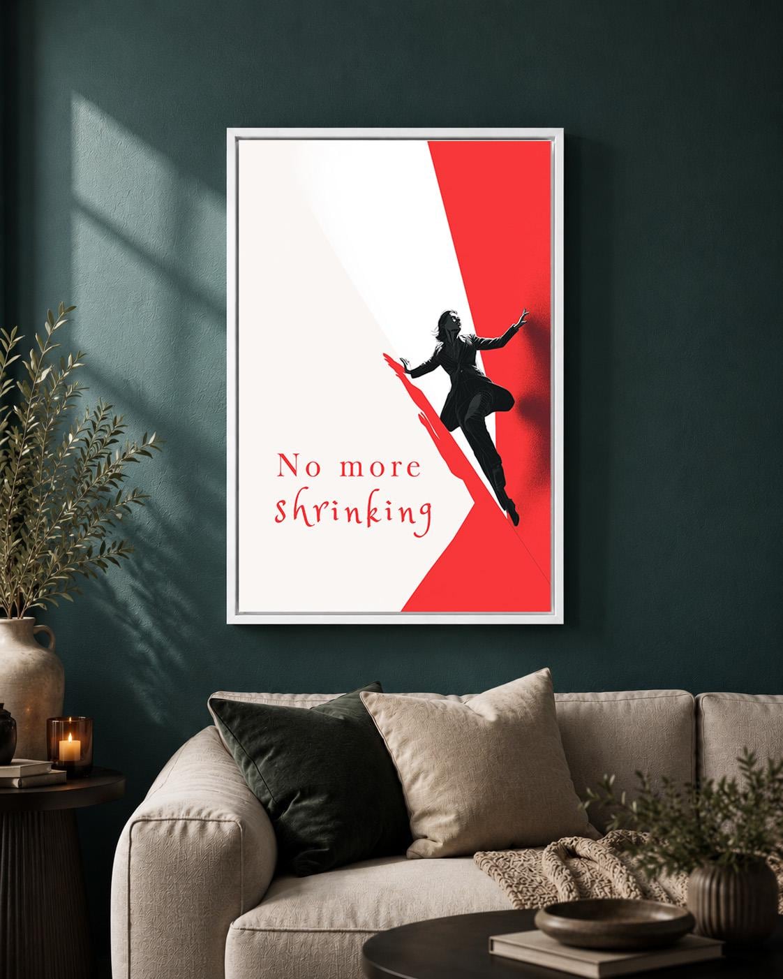 "No More Shrinking" Feminist Empowerment Framed Canvas by The Wall Art Studio - physical