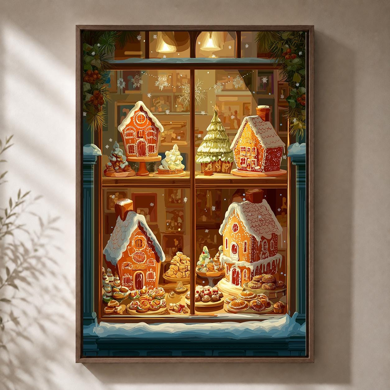 Gingerbread House Christmas Festive Bakery Framed Canvas by The Wall Art Studio - physical