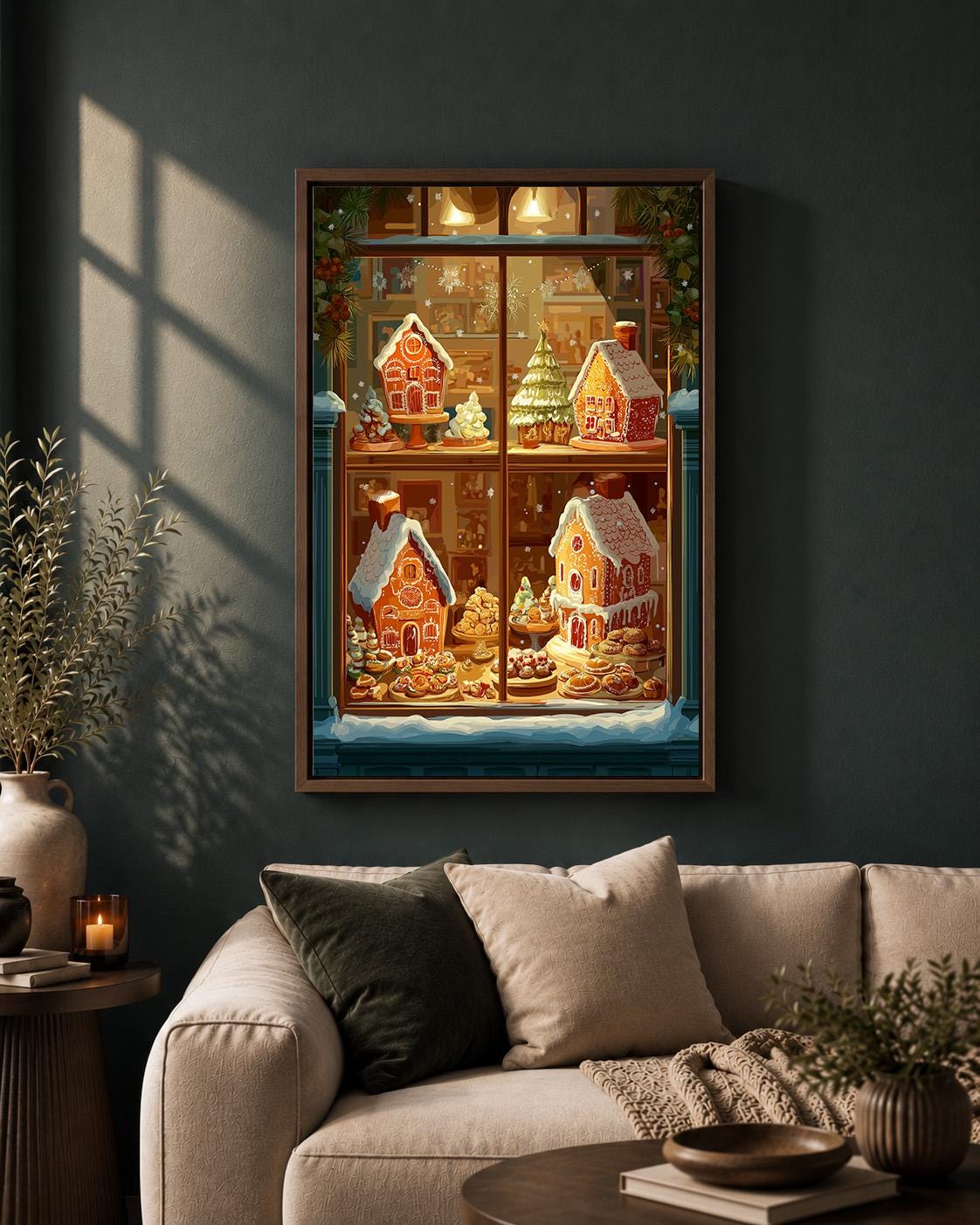 Gingerbread House Christmas Festive Bakery Framed Canvas by The Wall Art Studio - physical