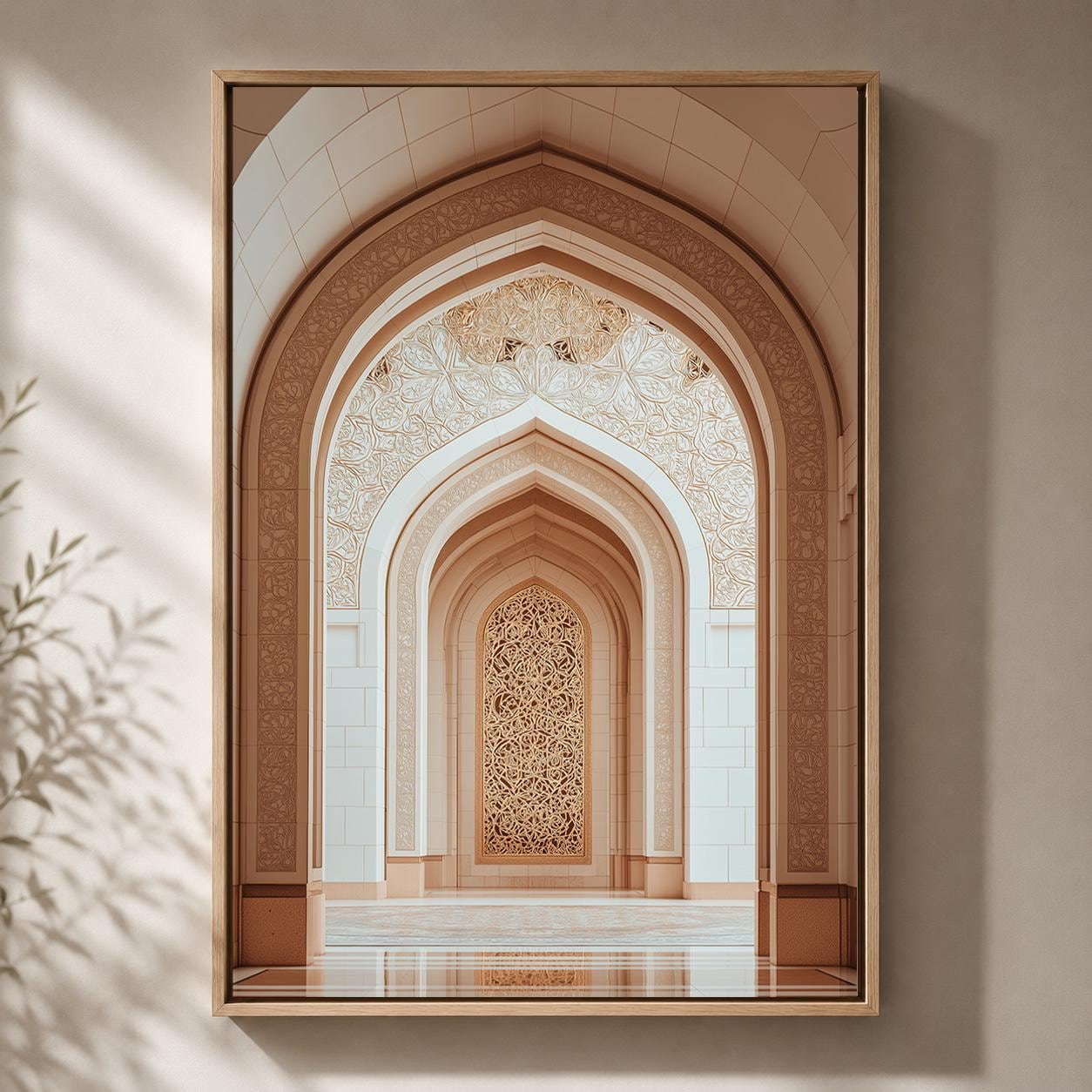 Islamic Architecture Mosque Arch Neutral Islamic Framed Canvas by The Wall Art Studio - physical