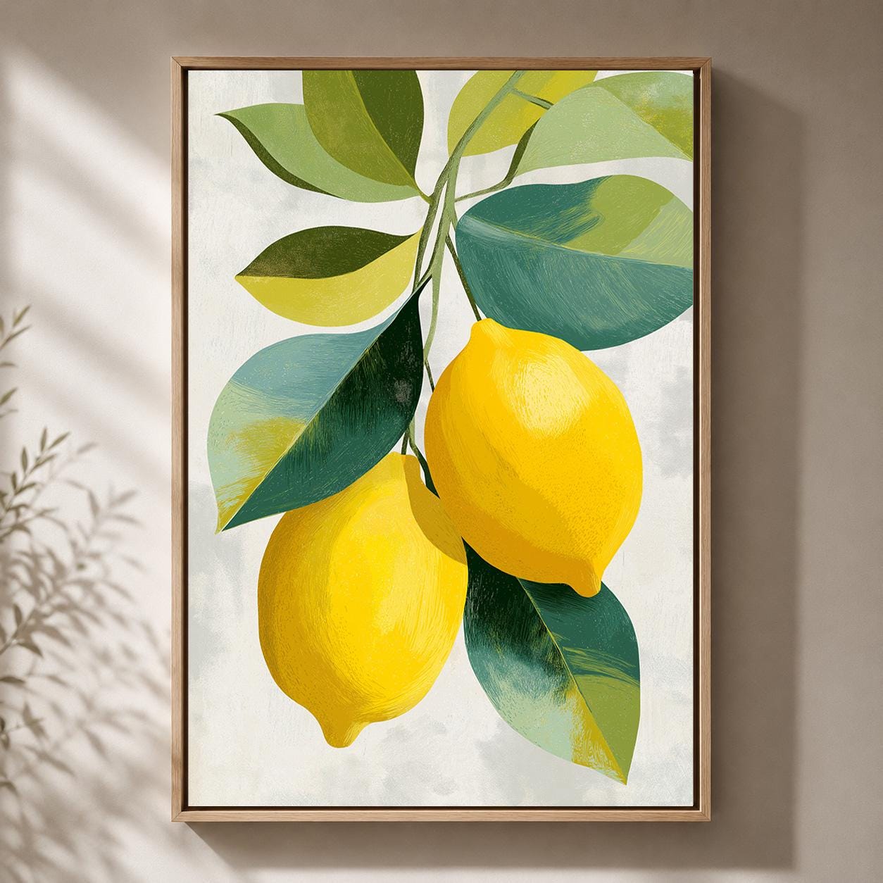 Lemon Botanical Citrus Fruit Kitchen Mediterranean Framed Canvas by The Wall Art Studio - physical