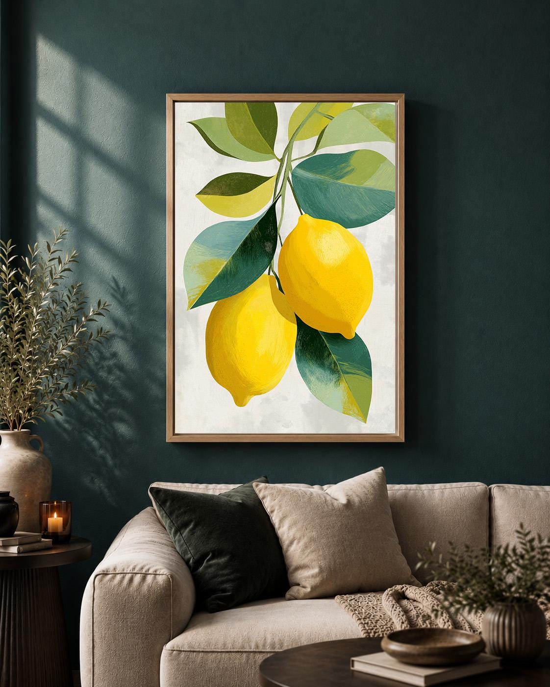 Lemon Botanical Citrus Fruit Kitchen Mediterranean Framed Canvas by The Wall Art Studio - physical