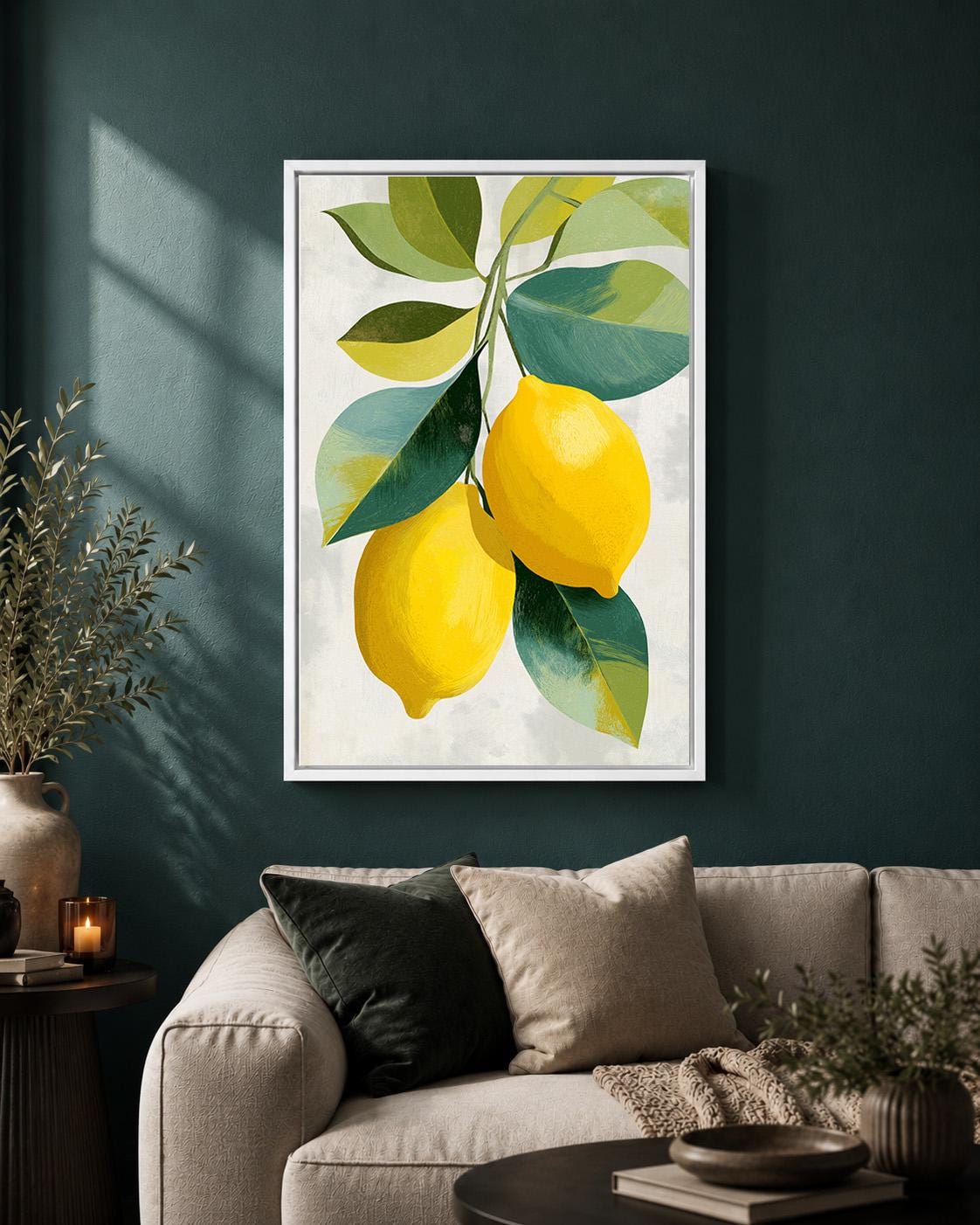 Lemon Botanical Citrus Fruit Kitchen Mediterranean Framed Canvas by The Wall Art Studio - physical