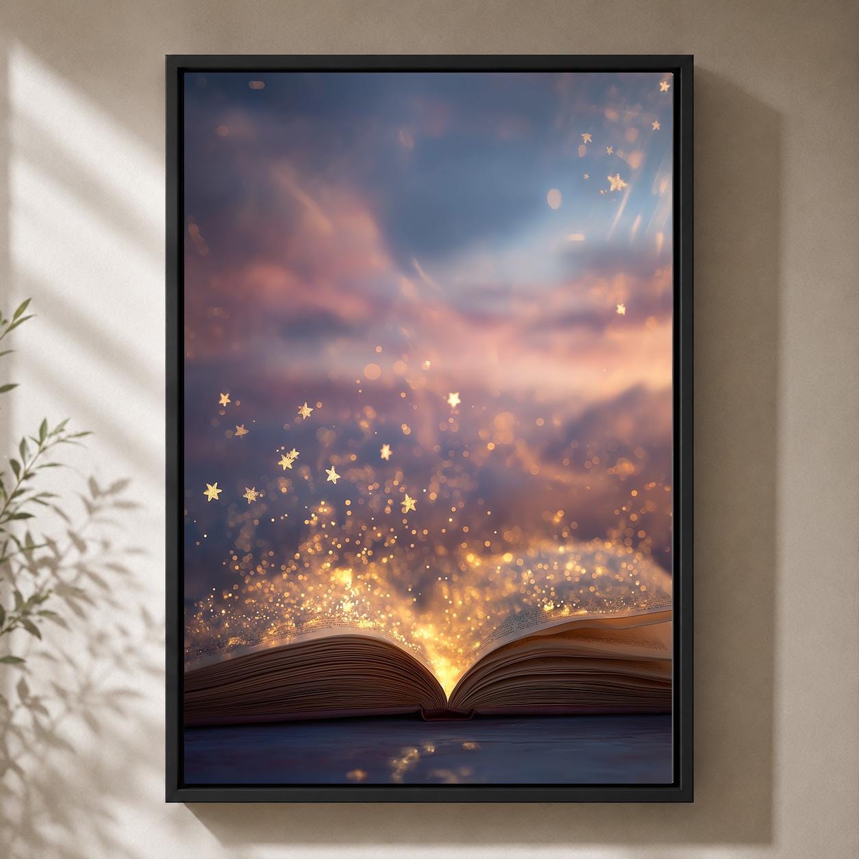 Magical Book Enchanted Reading Fantasy Library Celestial Bookish Framed Canvas by The Wall Art Studio - physical
