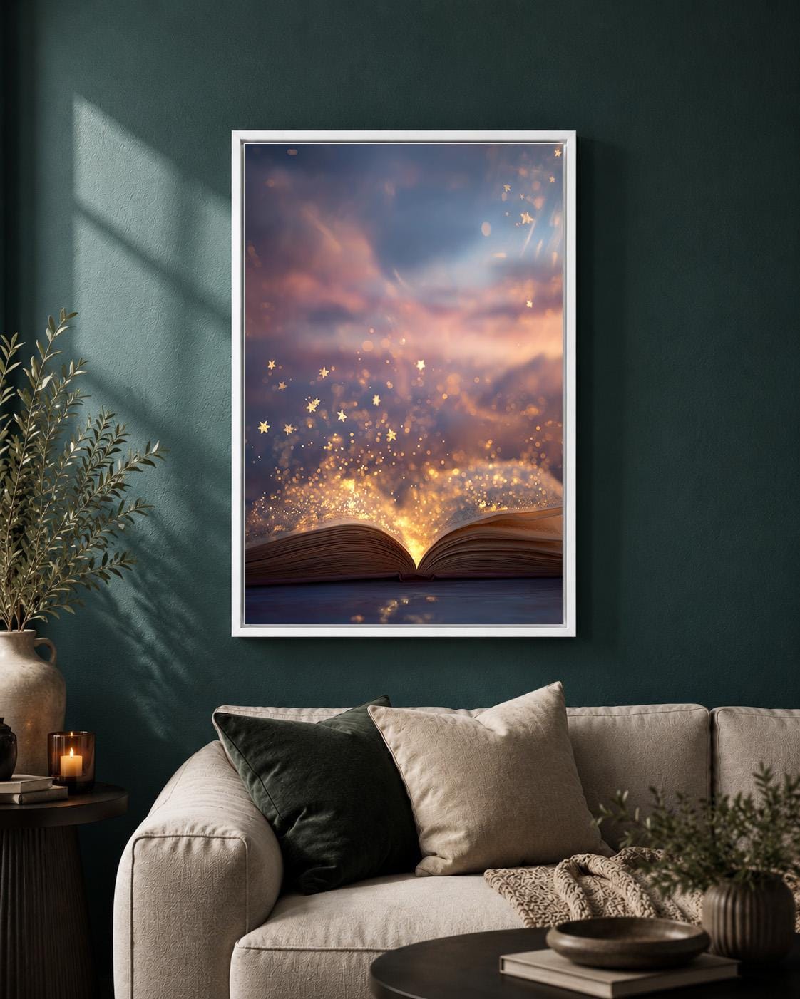 Magical Book Enchanted Reading Fantasy Library Celestial Bookish Framed Canvas by The Wall Art Studio - physical