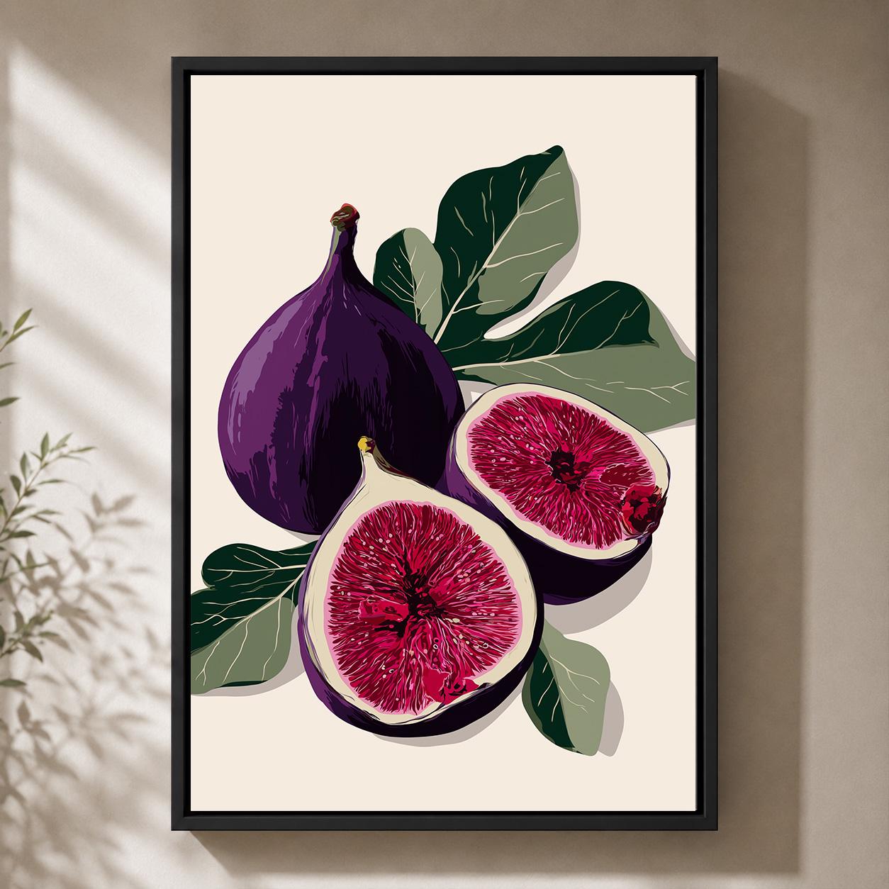 Purple Fig Minimalist Fruit Botanical Kitchen Modern Food Framed Canvas by The Wall Art Studio - physical