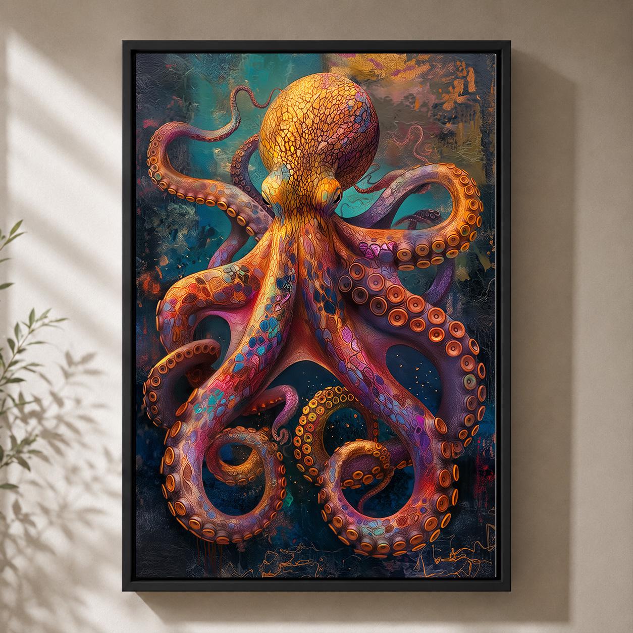 Colourful Octopus Ocean Vibrant Sea Life Marine Framed Canvas